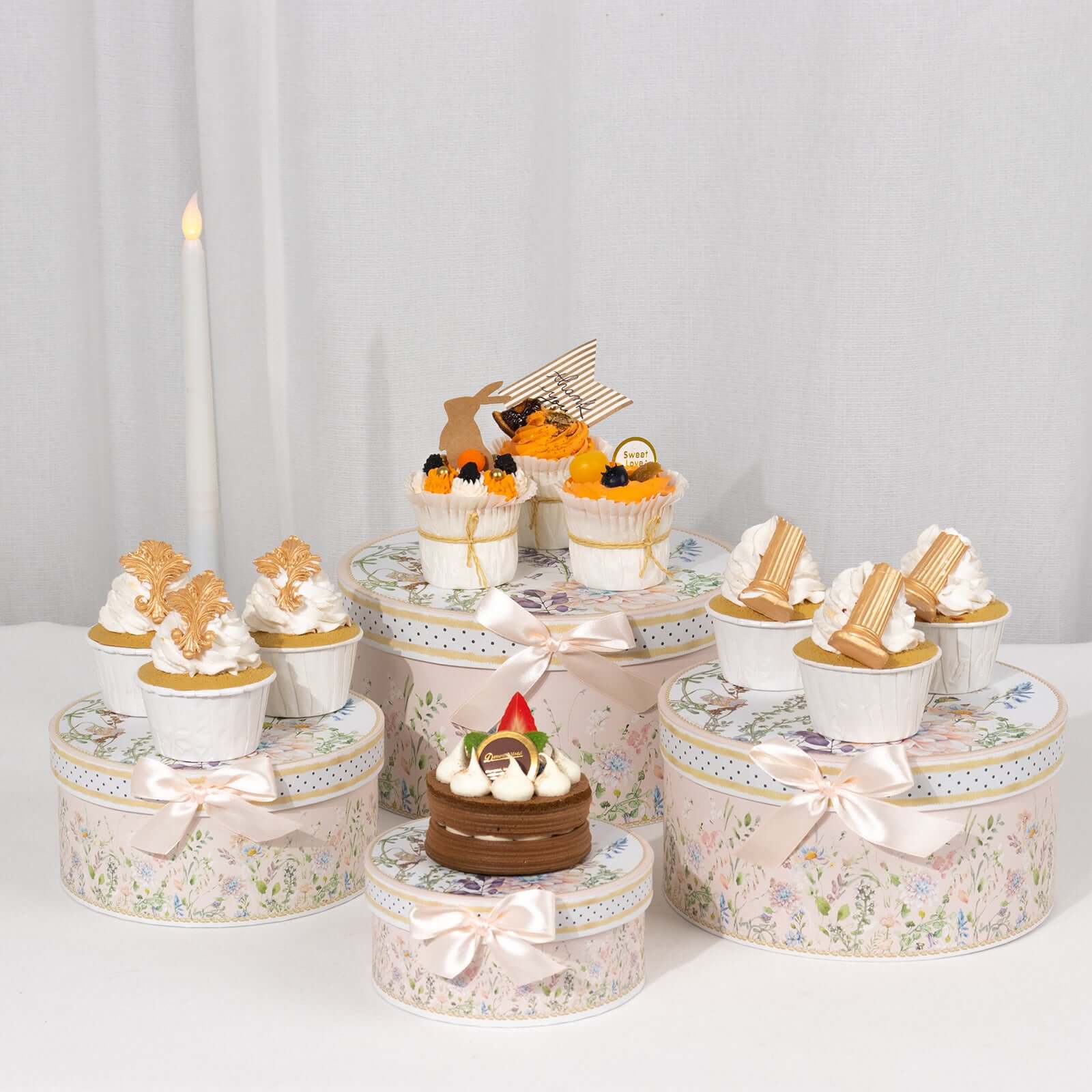 Set of 4 Cardstock Round Nesting Gift Boxes With Lids 5",7",8",9" - Image 8