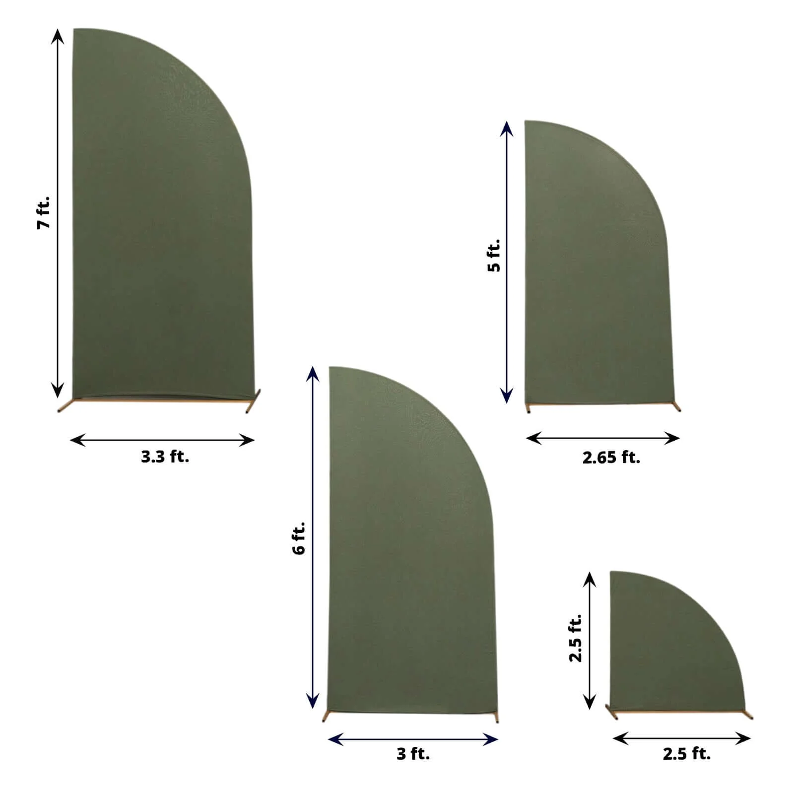 Set of 4 Dusty Sage Green Spandex Chiara Backdrop Stand Cover For Half Moon Wedding Arch 2.5ft,5ft,6ft,7ft - Image 3