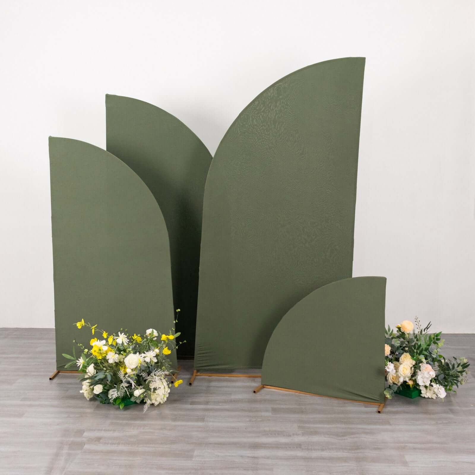 Set of 4 Dusty Sage Green Spandex Chiara Backdrop Stand Cover For Half Moon Wedding Arch 2.5ft,5ft,6ft,7ft - Image 6