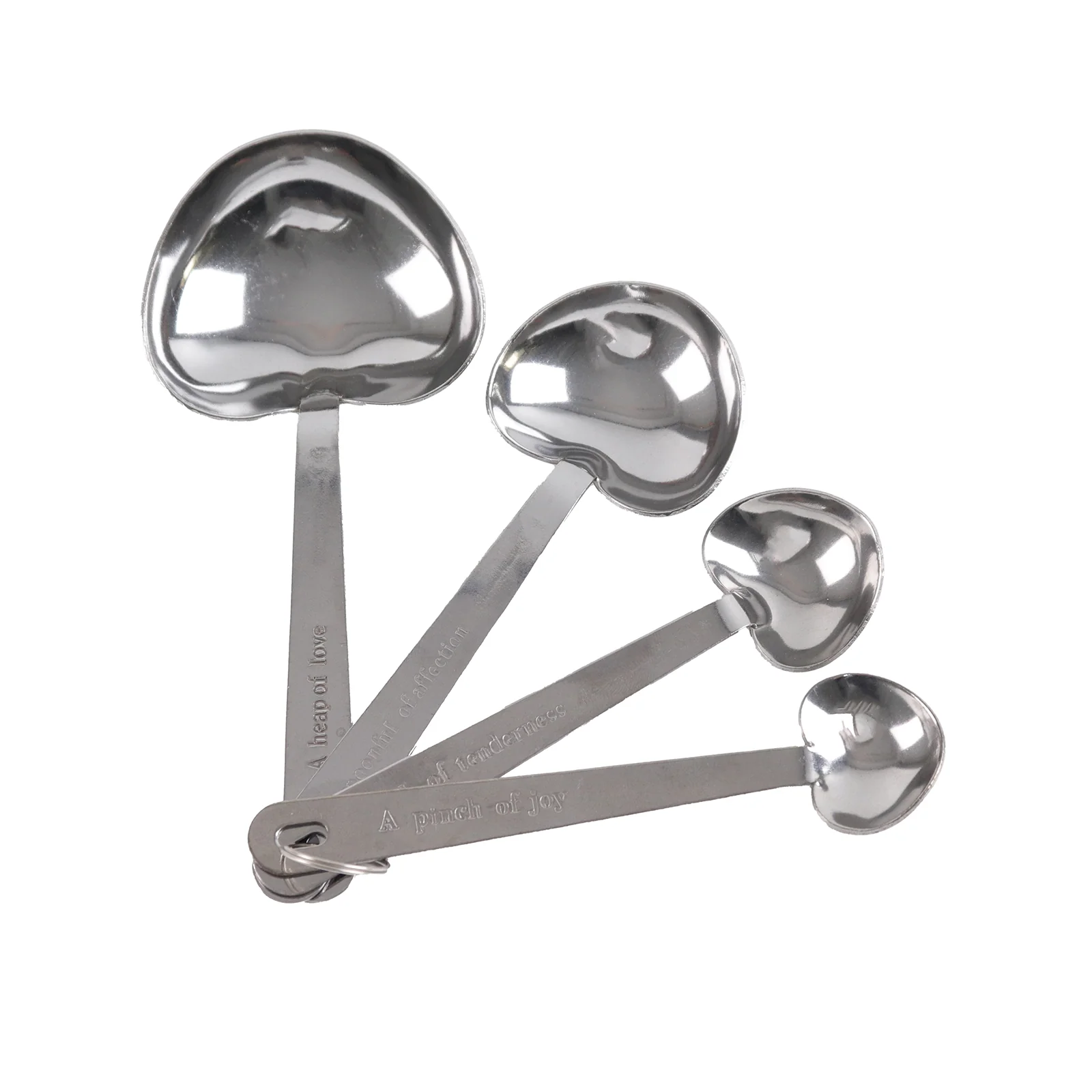 Set of 4 Engraved Silver Heart Measuring Spoon Wedding Party Favors Set, Free Gift Box & Thank You Tag Included - Image 8
