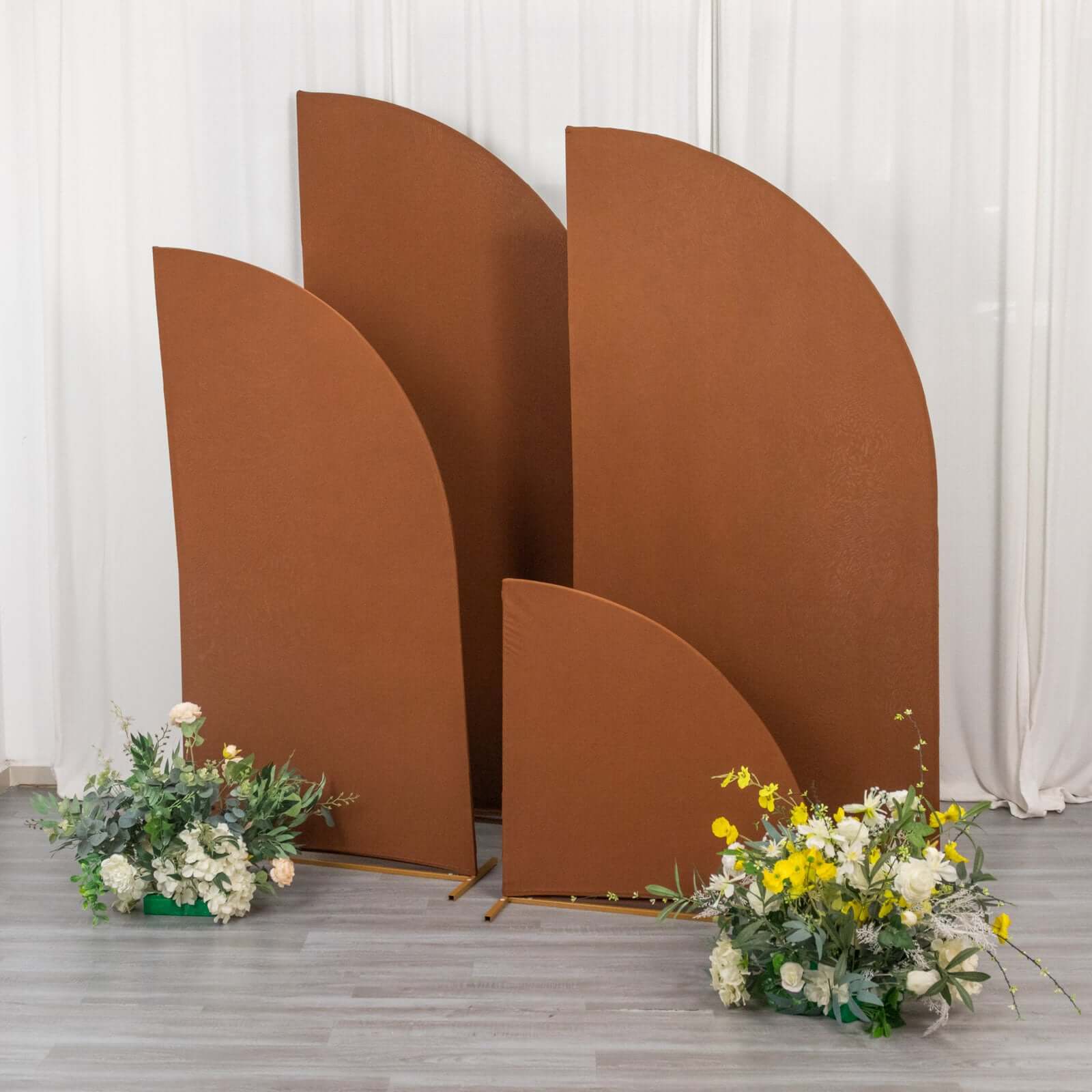 Set of 4 Matte Cinnamon Brown Fitted Spandex Half Moon Wedding Arch Covers, Custom Fit Chiara Backdrop Stand Covers 2.5ft,5ft,6ft,7ft - Image 6