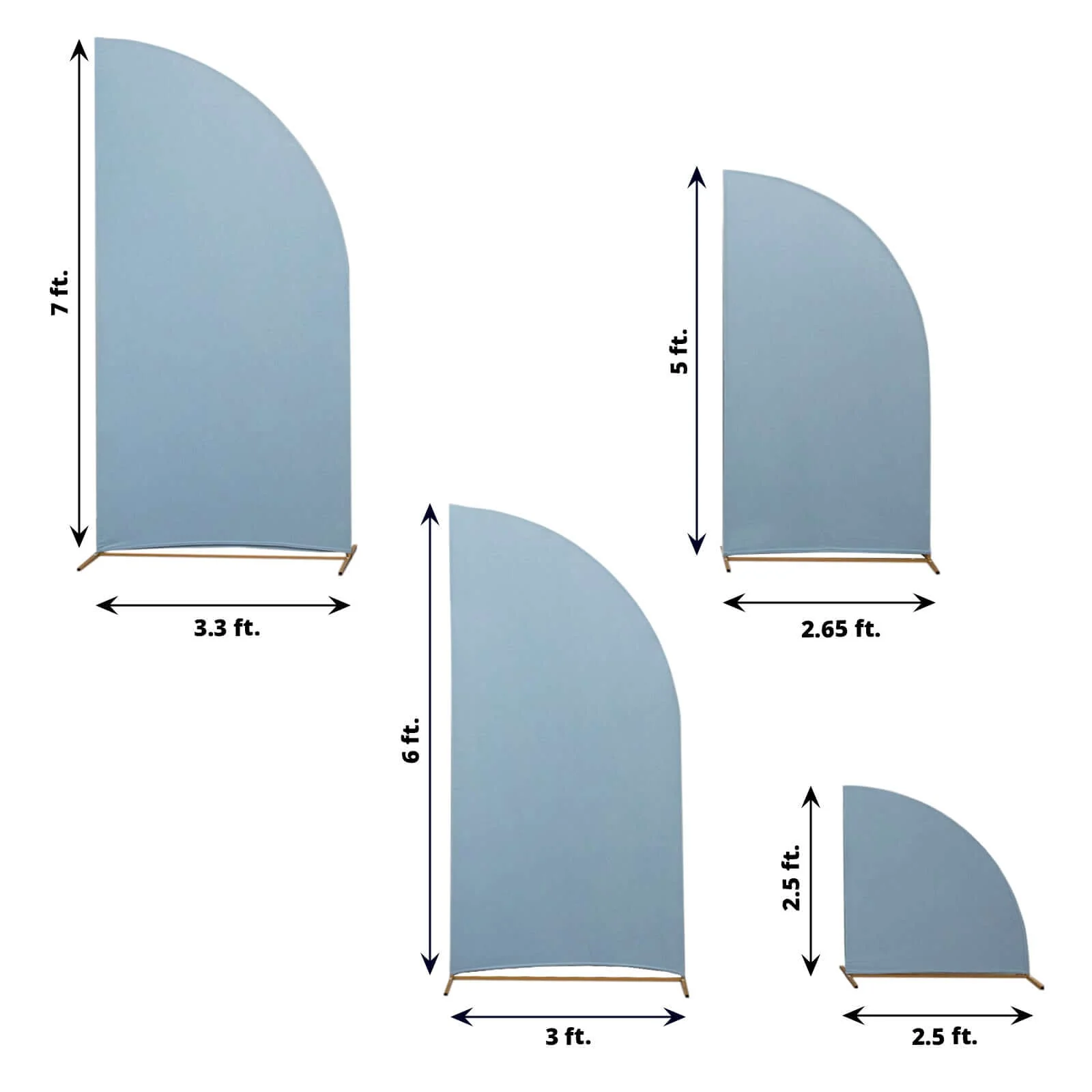Set of 4 Matte Dusty Blue Fitted Spandex Half Moon Wedding Arch Covers, Custom Fit Chiara Backdrop Stand Covers 2.5ft,5ft,6ft,7ft - Image 3