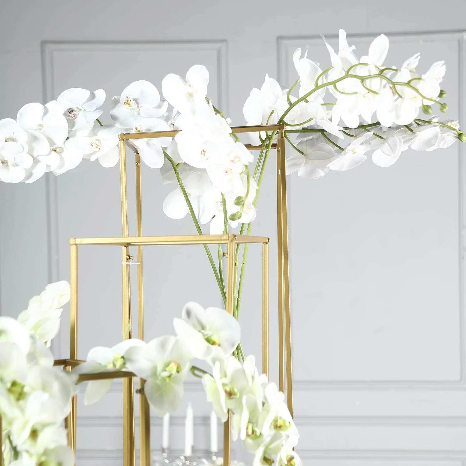 Set of 4 Matte Gold Metal Flower Stands 16"/24"/32"/40" Frame Wedding Column Centerpieces - Durable Display - Image 8
