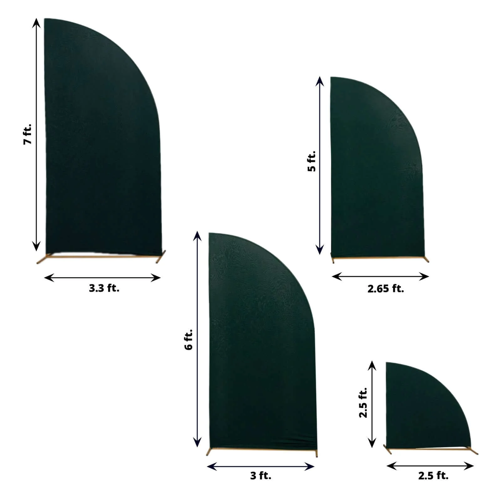 Set of 4 Matte Hunter Emerald Green Fitted Spandex Half Moon Wedding Arch Covers, Custom Fit Chiara Backdrop Stand Covers 2.5ft,5ft,6ft,7ft - Image 3