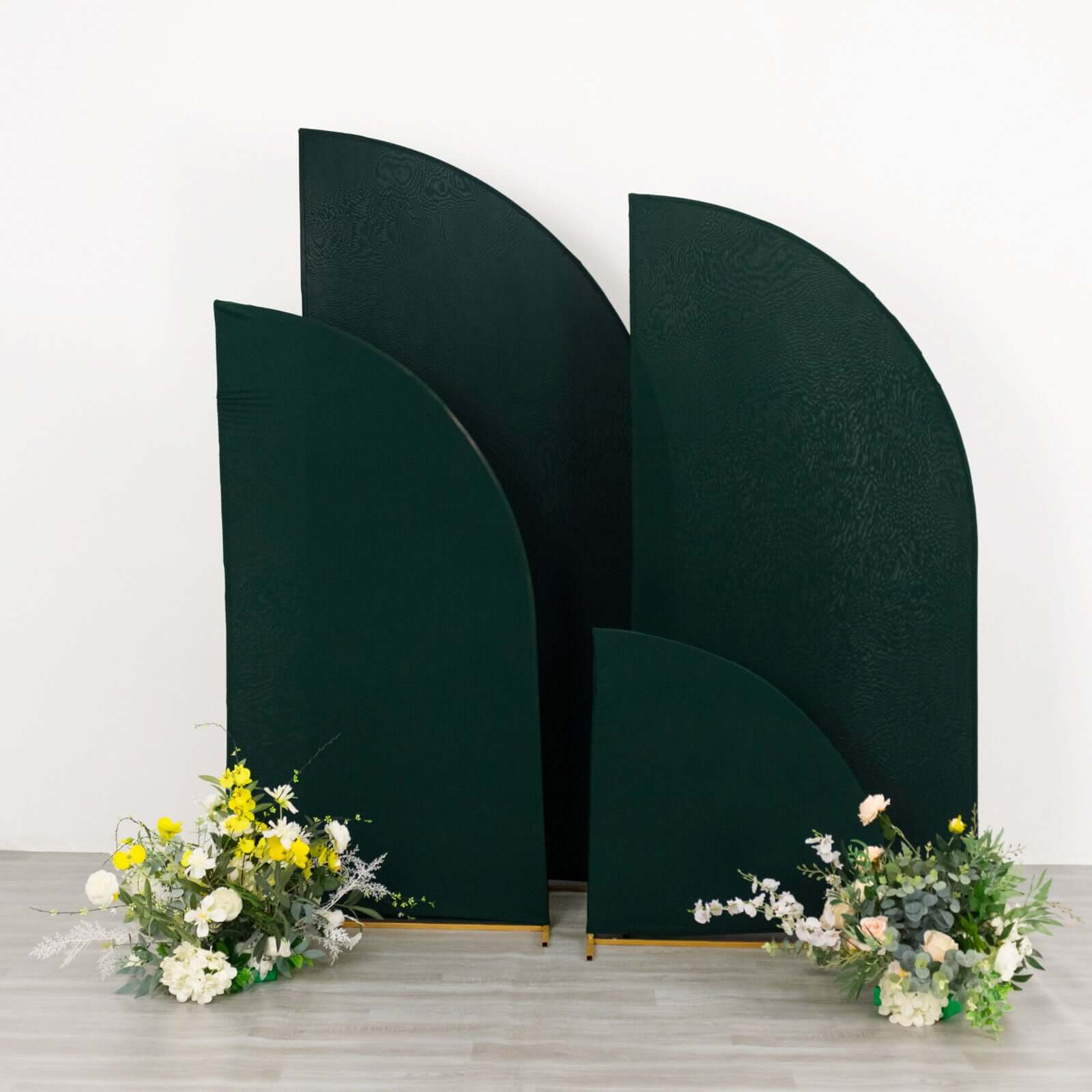 Set of 4 Matte Hunter Emerald Green Fitted Spandex Half Moon Wedding Arch Covers, Custom Fit Chiara Backdrop Stand Covers 2.5ft,5ft,6ft,7ft - Image 6