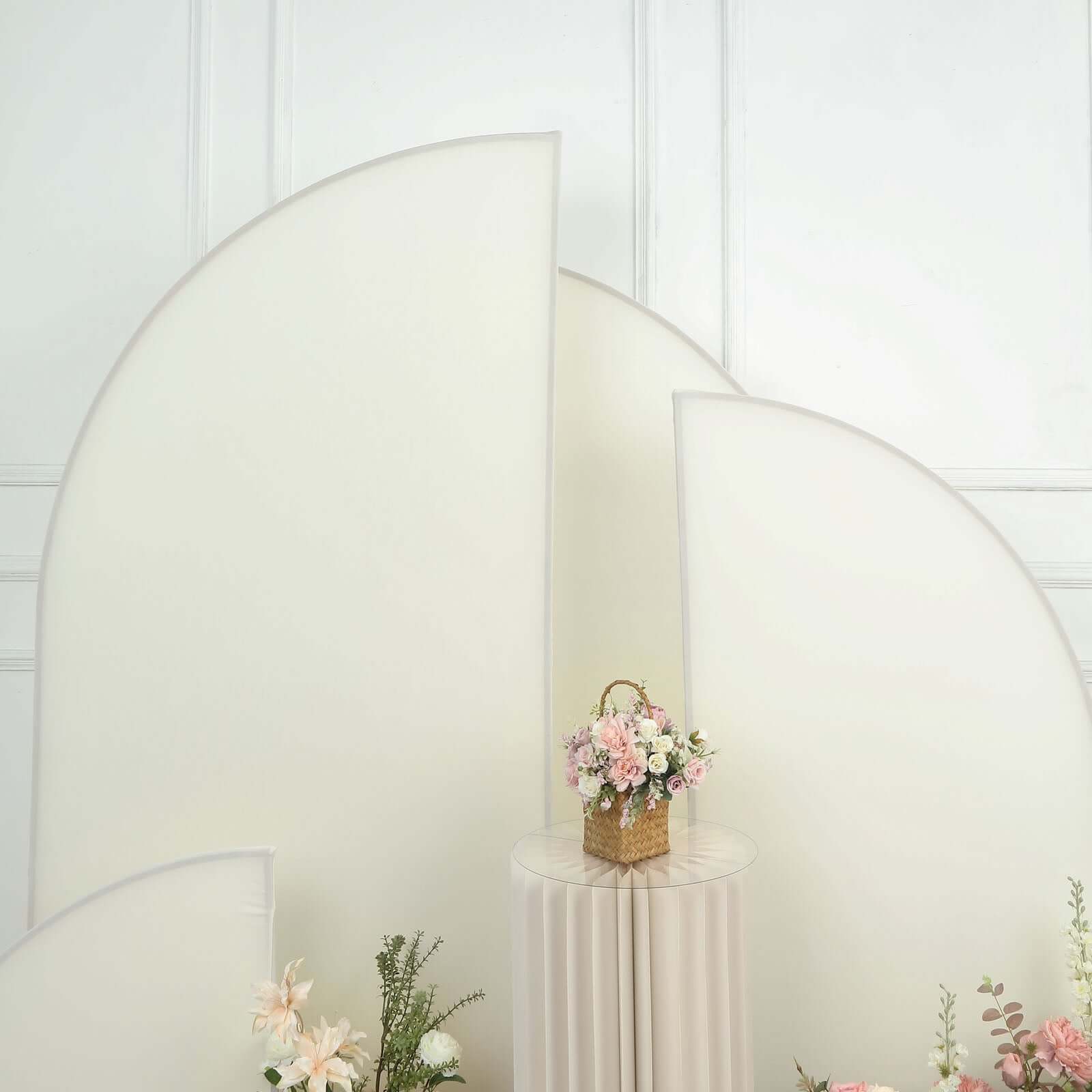 Set of 4 Matte Ivory Fitted Spandex Half Moon Wedding Arch Covers, Custom Fit Chiara Backdrop Stand Covers 2.5ft,5ft,6ft,7ft - Image 7