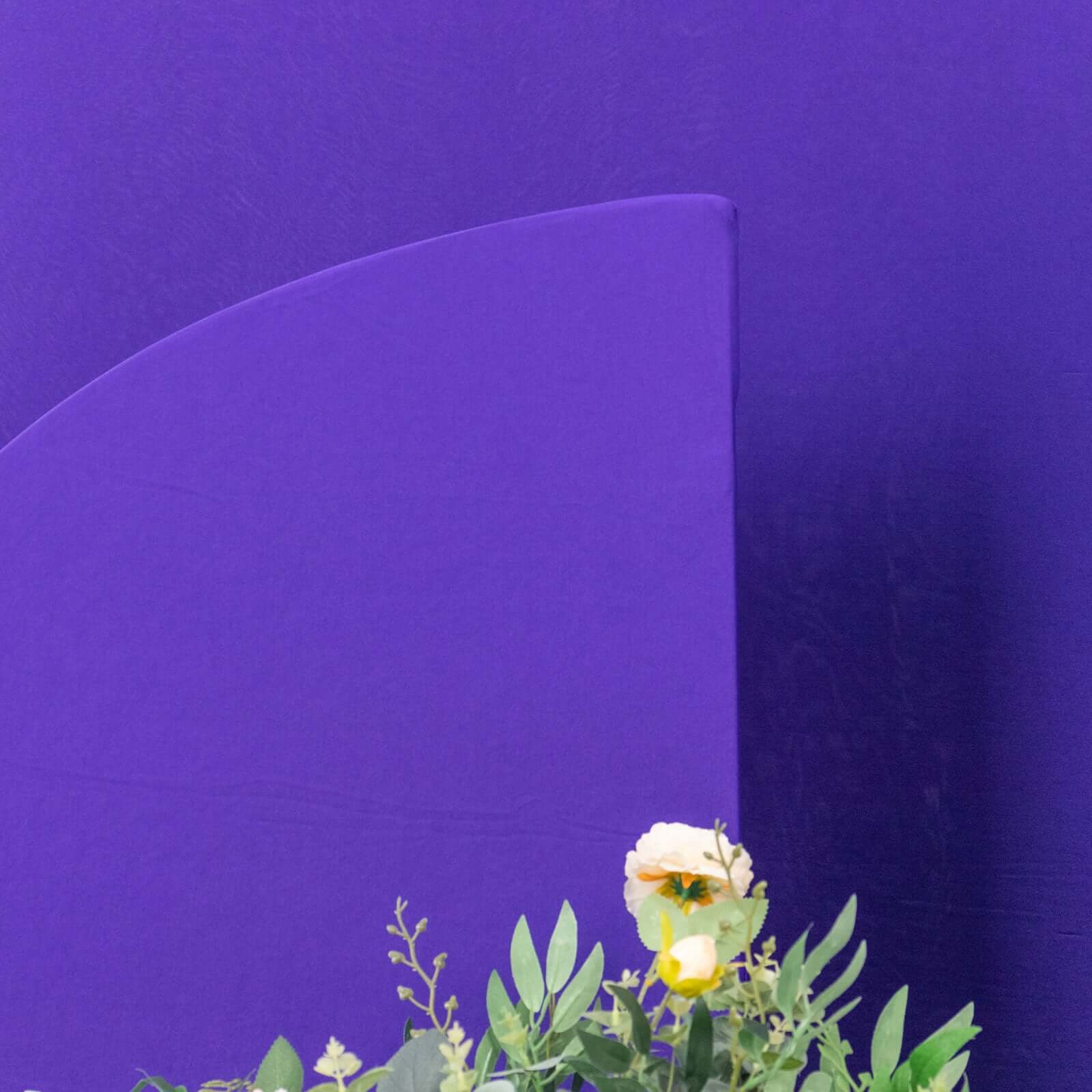 Set of 4 Matte Purple Fitted Spandex Half Moon Wedding Arch Covers, Custom Fit Chiara Backdrop Stand Covers 2.5ft,5ft,6ft,7ft - Image 11