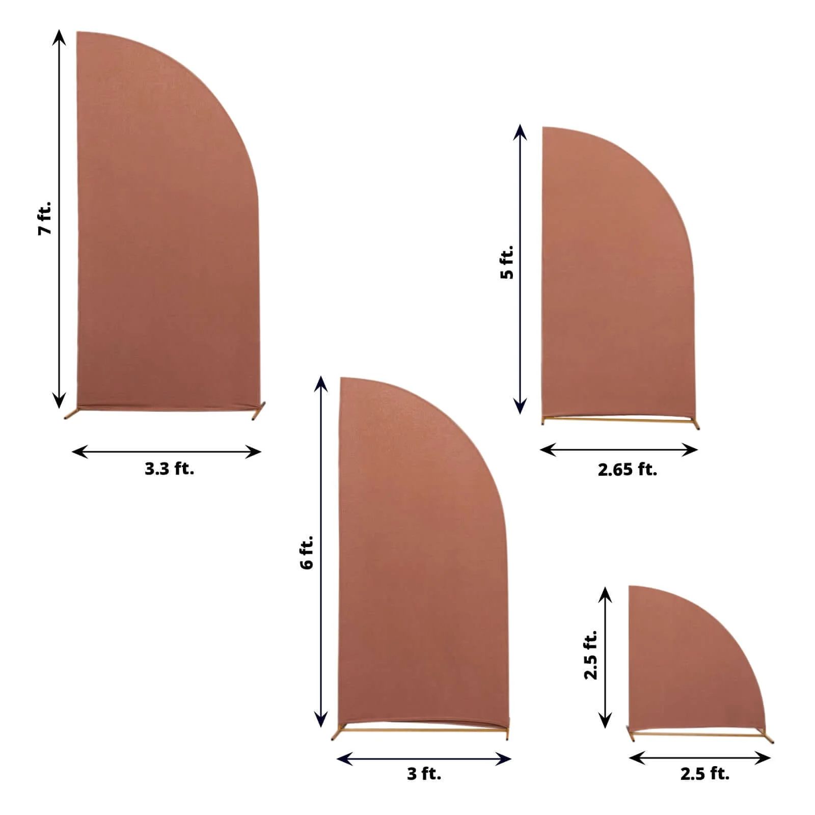 Set of 4 Matte Terracotta (Rust) Fitted Spandex Half Moon Wedding Arch Covers, Custom Fit Chiara Backdrop Stand Covers 2.5ft,5ft,6ft,7ft - Image 3