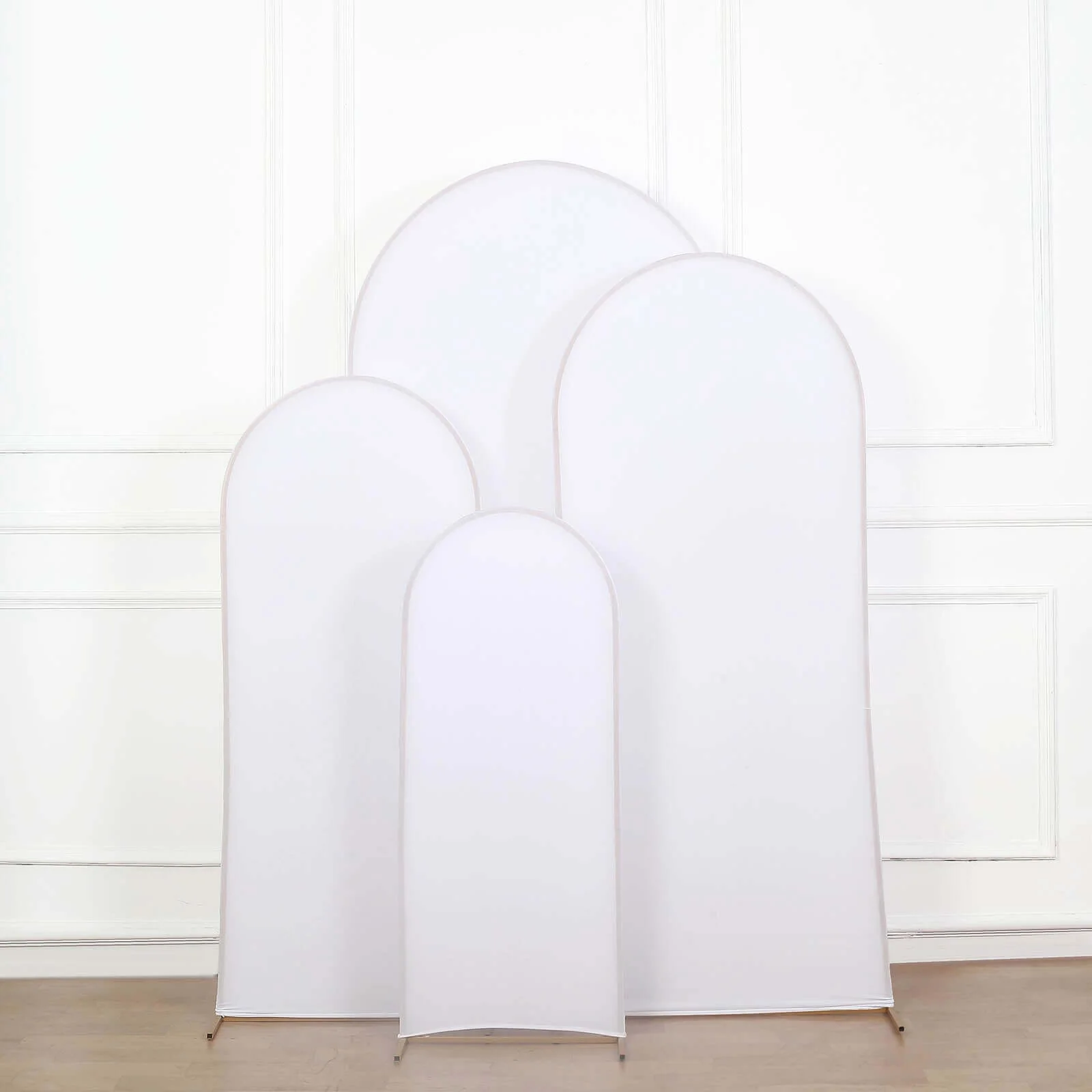 Set of 4 Matte White Spandex Fitted Wedding Arch Covers For Round Top Chiara Backdrop Stands 4ft,5ft,6ft,7ft