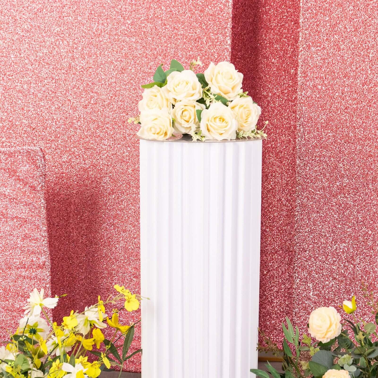 Set of 4 Rose Gold Chiara Backdrop Stand Covers Shimmer Tinsel Finish, Fitted Covers For Half Moon Wedding Arches 2.5ft, 5ft, 6ft, 7ft - Image 9
