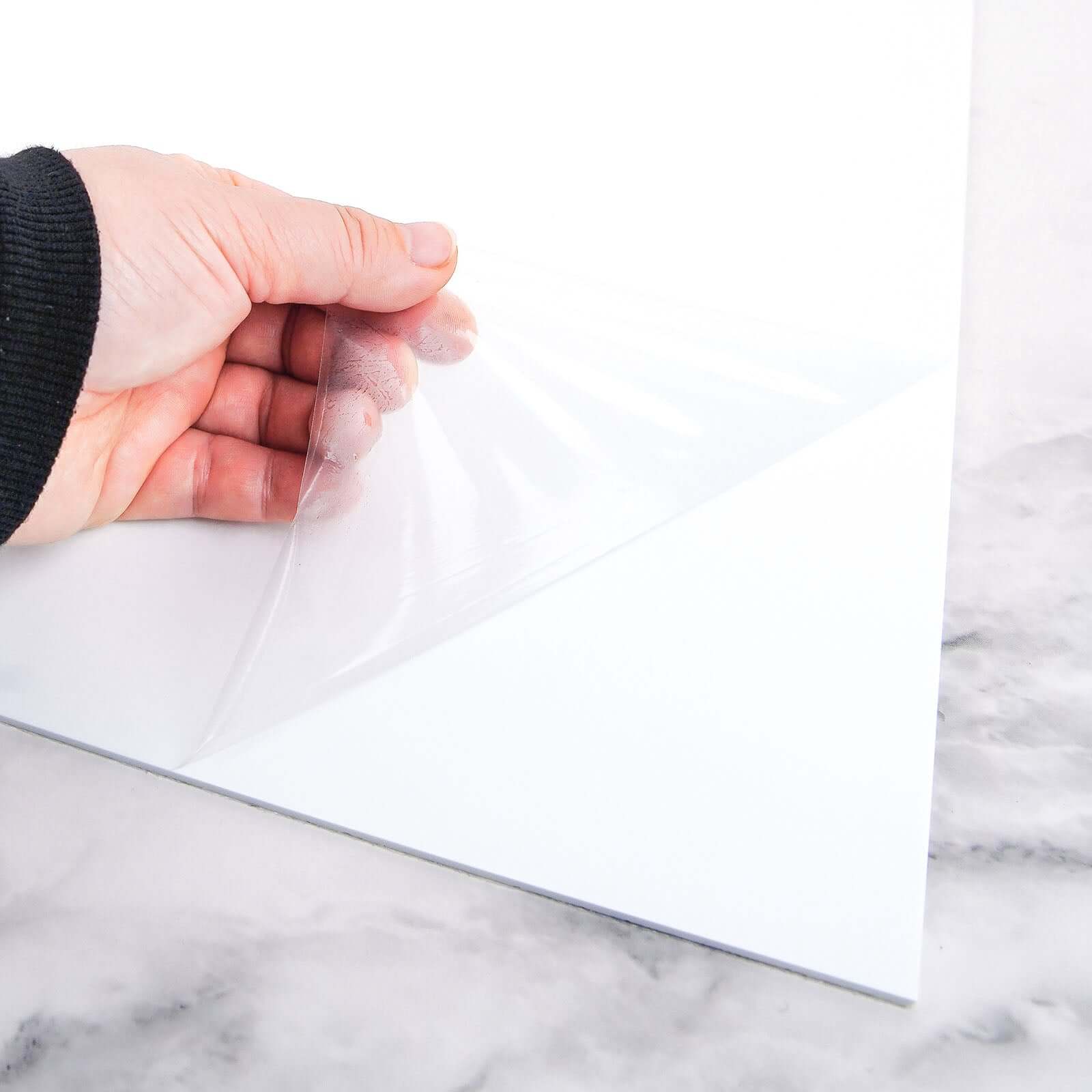 Set of 4 White Acrylic Square Plexiglass Sheets Top Plates Assorted Sizes 3mm Thick - Protective Film Coating - Image 16