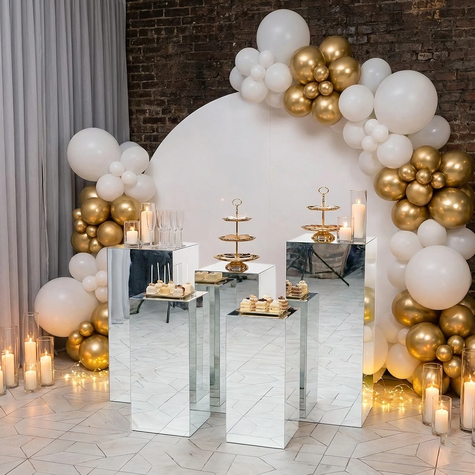 Set of 5 Silver Mirror Acrylic Pedestal Risers – Pre-Assembled Rectangular Display Stands for Weddings, Events & Product Showcases – 20", 22", 24", 28", 32" - Image 8