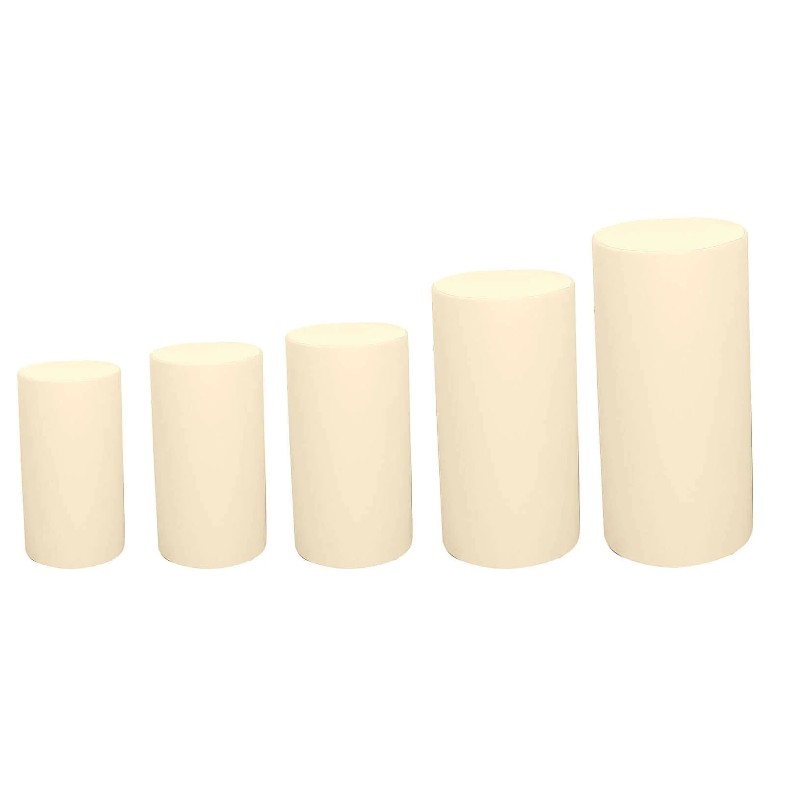 Set of 5 Beige Spandex Cylinder Pillar Prop Covers, Stretchable Pedestal Stand Covers - 160 GSM - Image 6