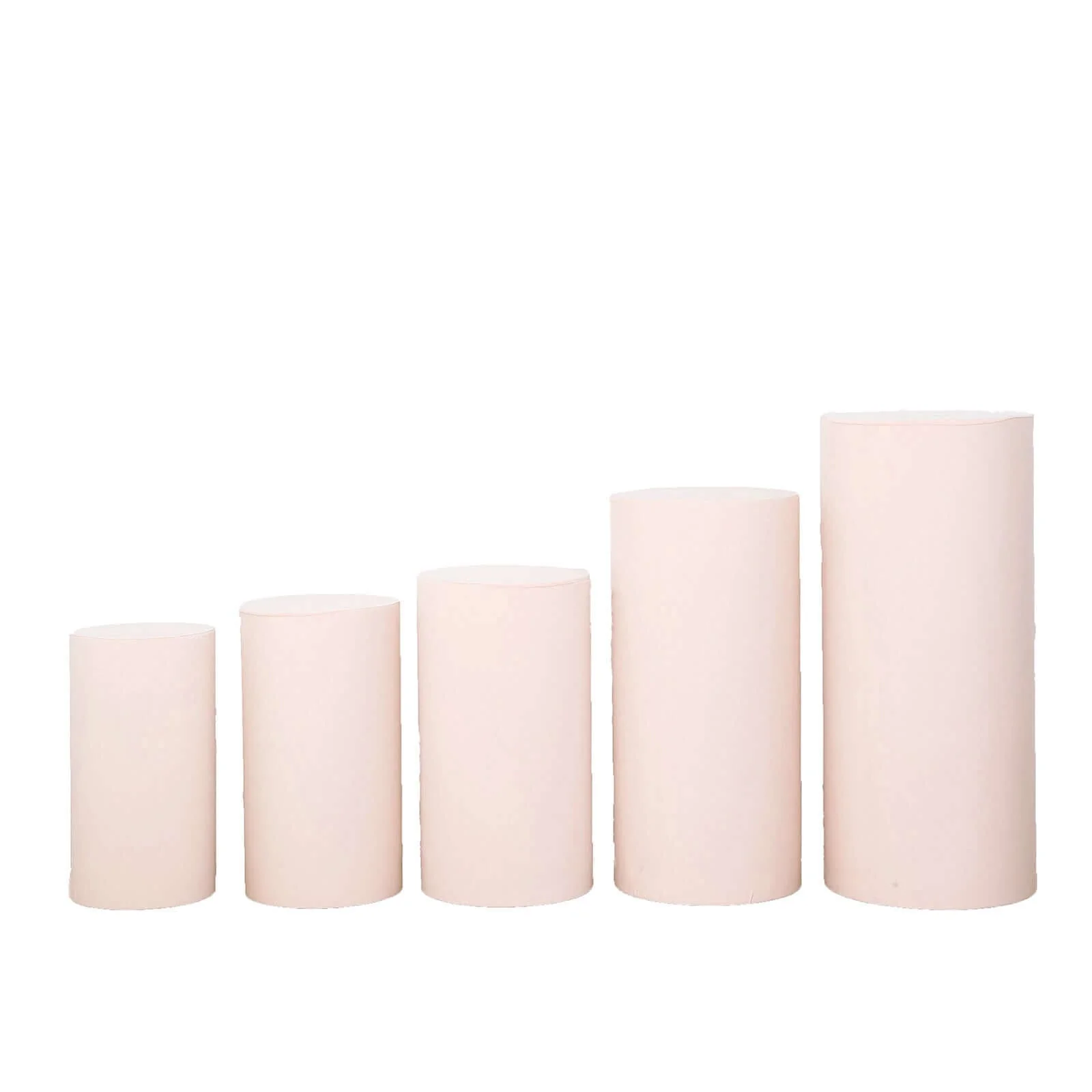 Set of 5 Blush Spandex Cylinder Pillar Prop Covers, Stretchable Pedestal Stand Covers - 160 GSM - Image 6