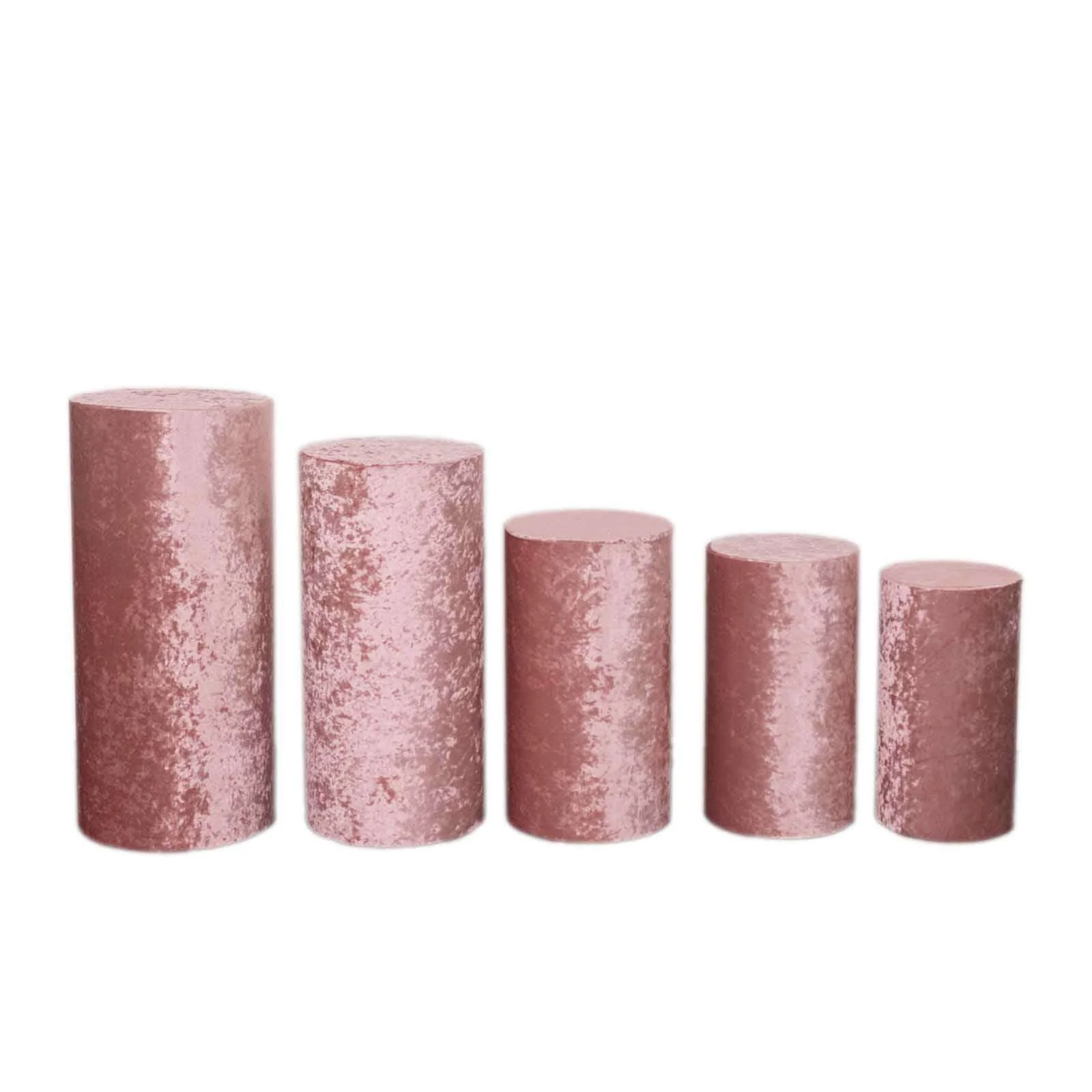 Set of 5 Dusty Rose Crushed Velvet Cylinder Pillar Prop Covers, Premium Pedestal Stand Covers - Image 13