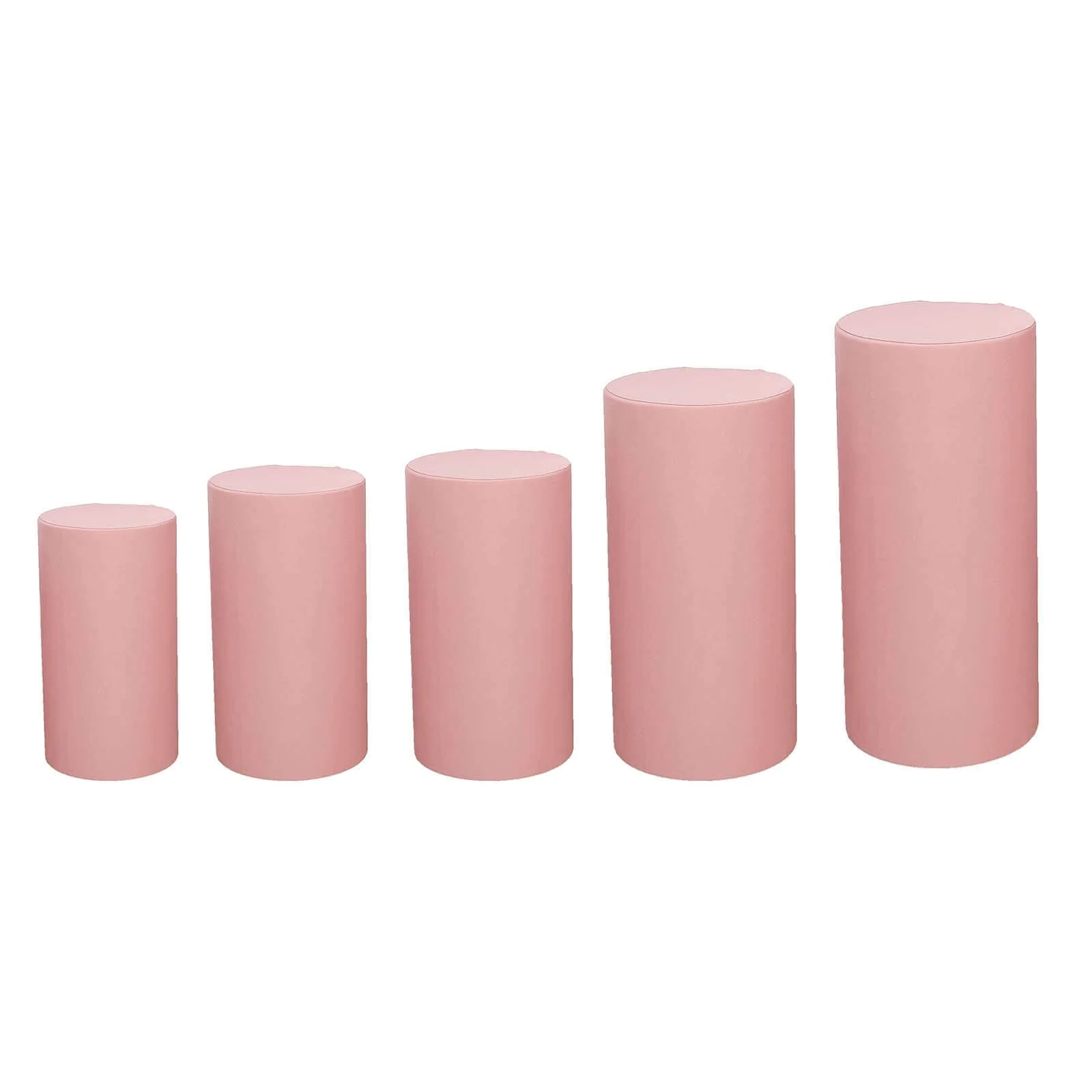 Set of 5 Dusty Rose Spandex Cylinder Pillar Prop Covers, Stretchable Pedestal Stand Covers - 160 GSM - Image 6