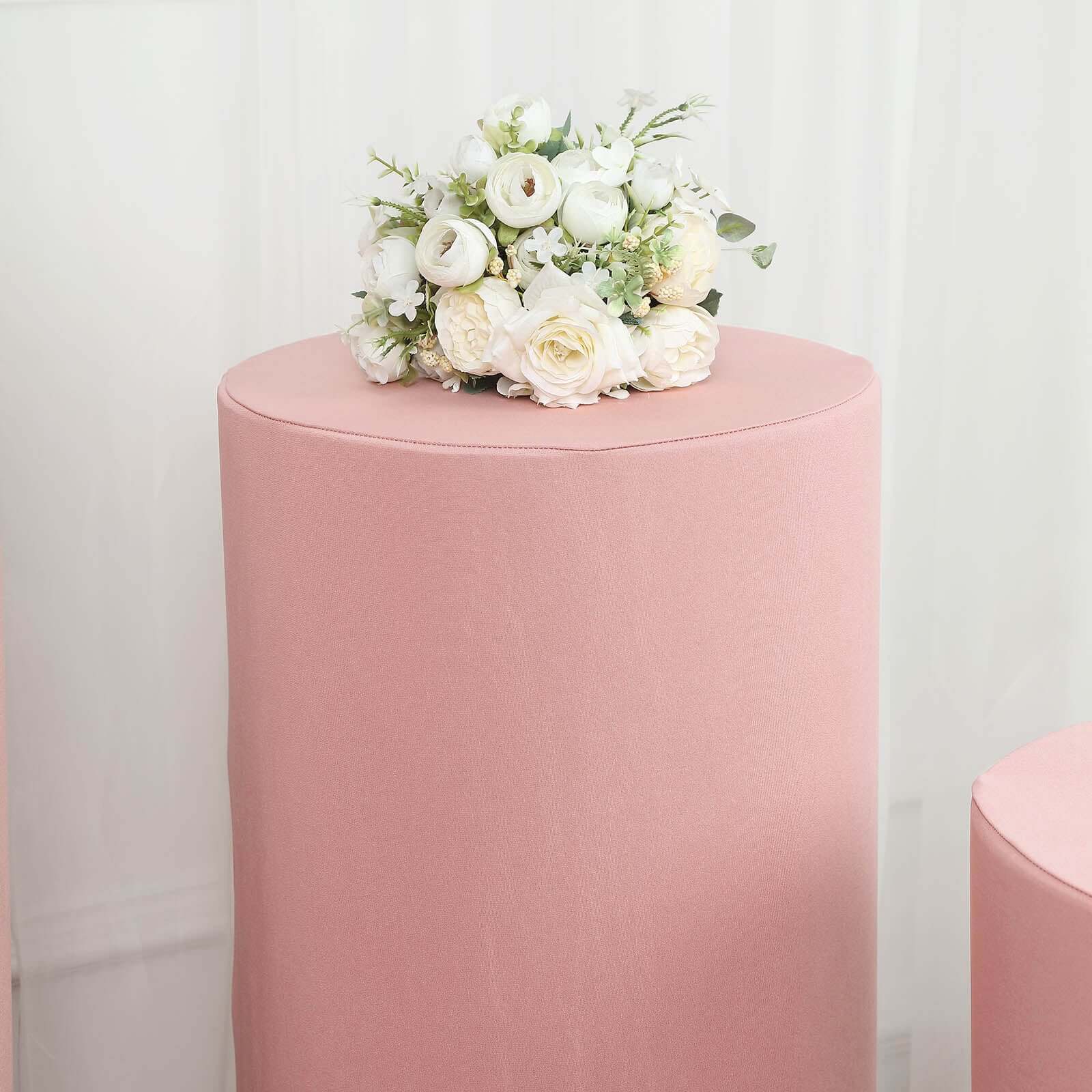 Set of 5 Dusty Rose Spandex Cylinder Pillar Prop Covers, Stretchable Pedestal Stand Covers - 160 GSM - Image 7