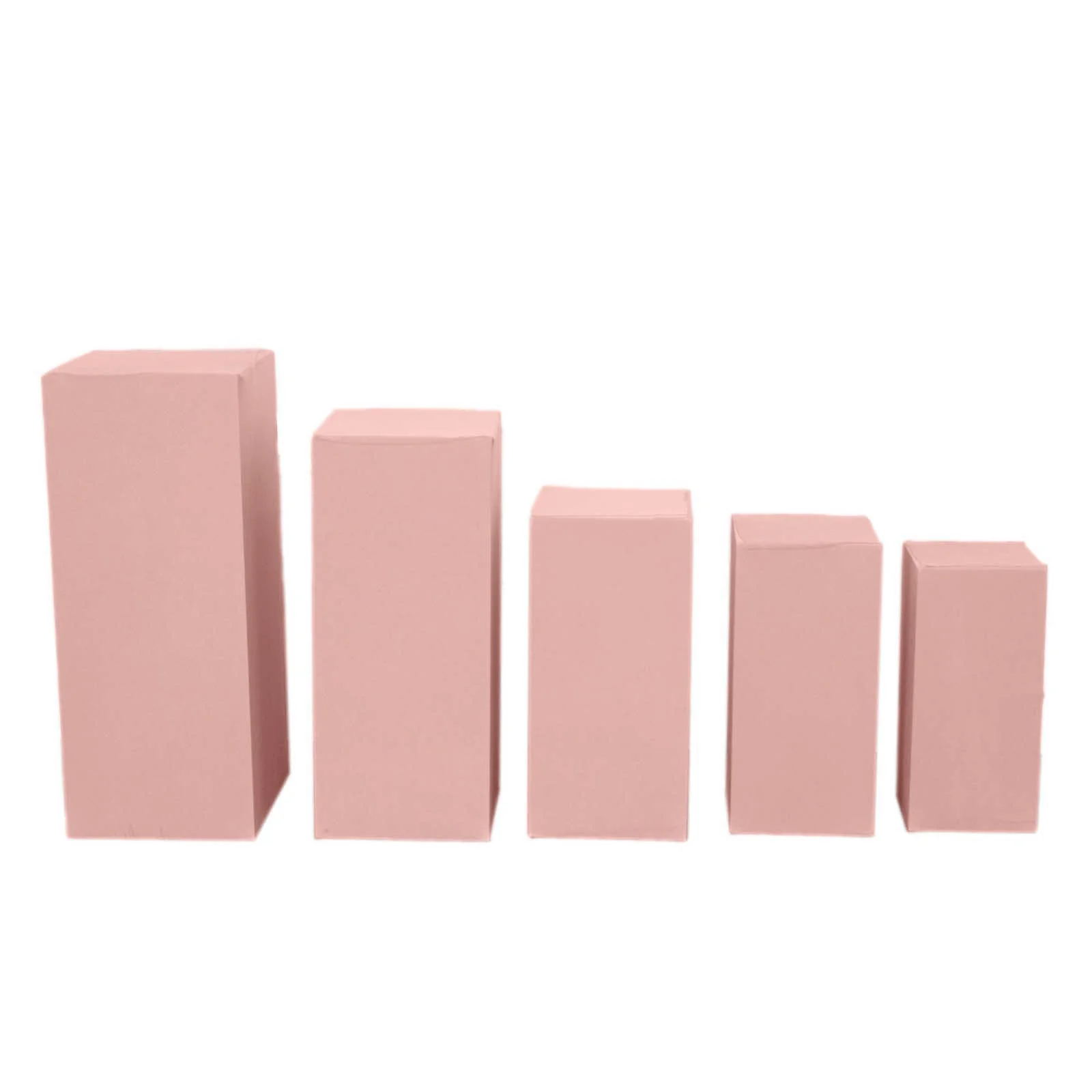 Set of 5 Dusty Rose Spandex Rectangle Pillar Prop Covers, Stretchable Pedestal Stand Covers - 160 GSM - Image 6