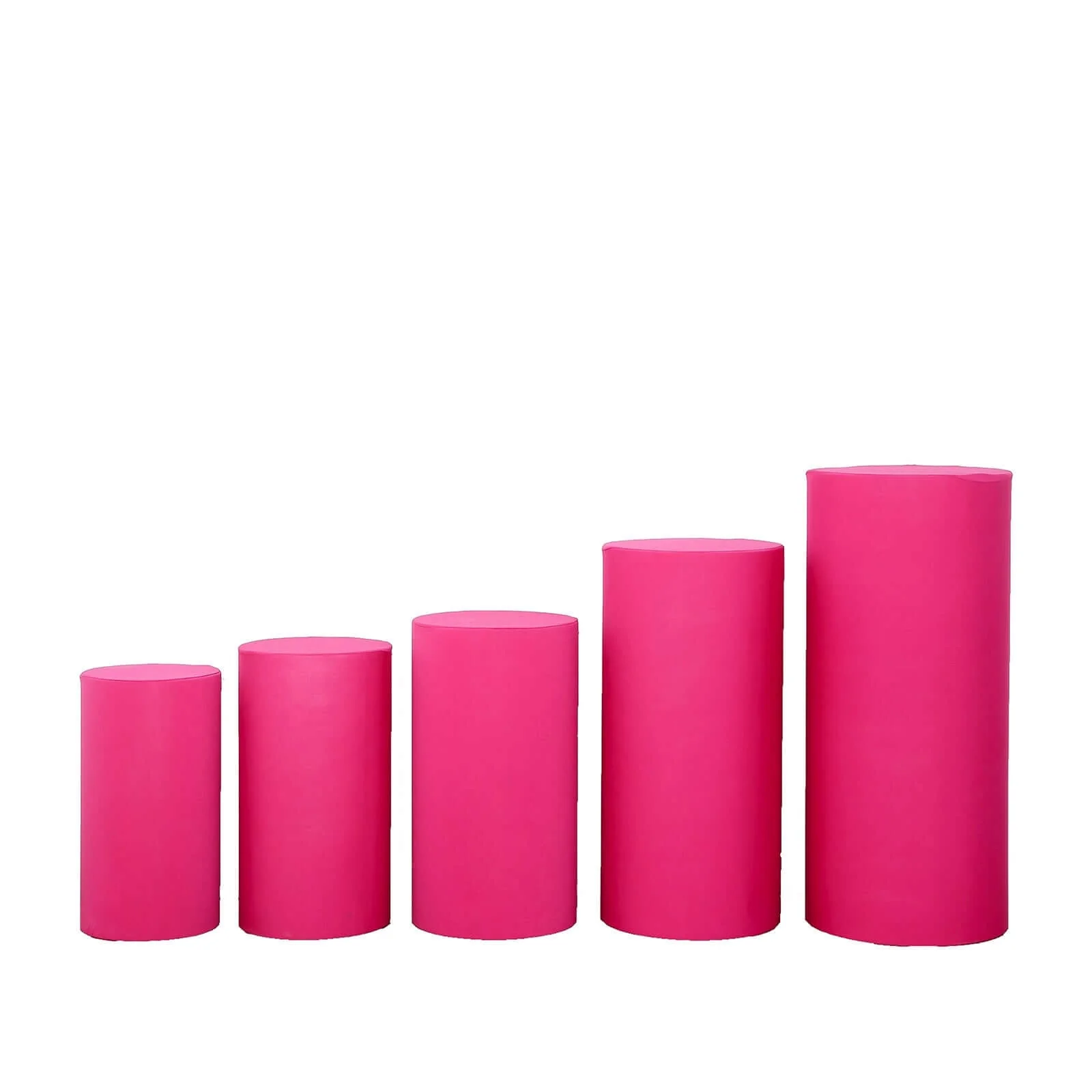 Set of 5 Fuchsia Spandex Cylinder Pillar Prop Covers, Stretchable Pedestal Stand Covers - 160 GSM - Image 6
