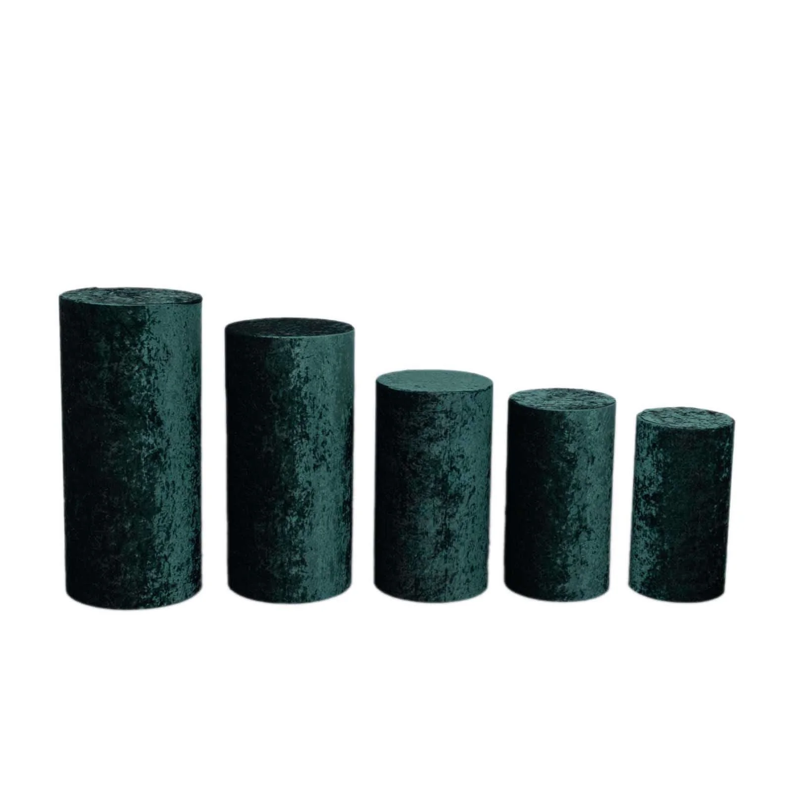 Set of 5 Hunter Emerald Green Crushed Velvet Cylinder Pillar Prop Covers, Premium Pedestal Stand Covers - Image 13