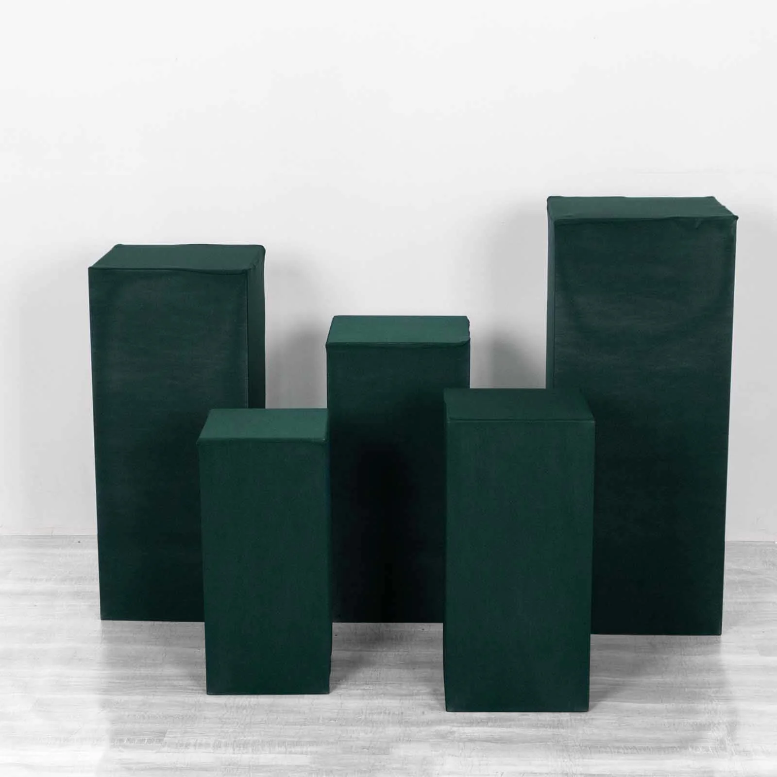 Set of 5 Hunter Emerald Green Spandex Rectangle Pillar Prop Covers, Stretchable Pedestal Stand Covers - 160 GSM - Image 6