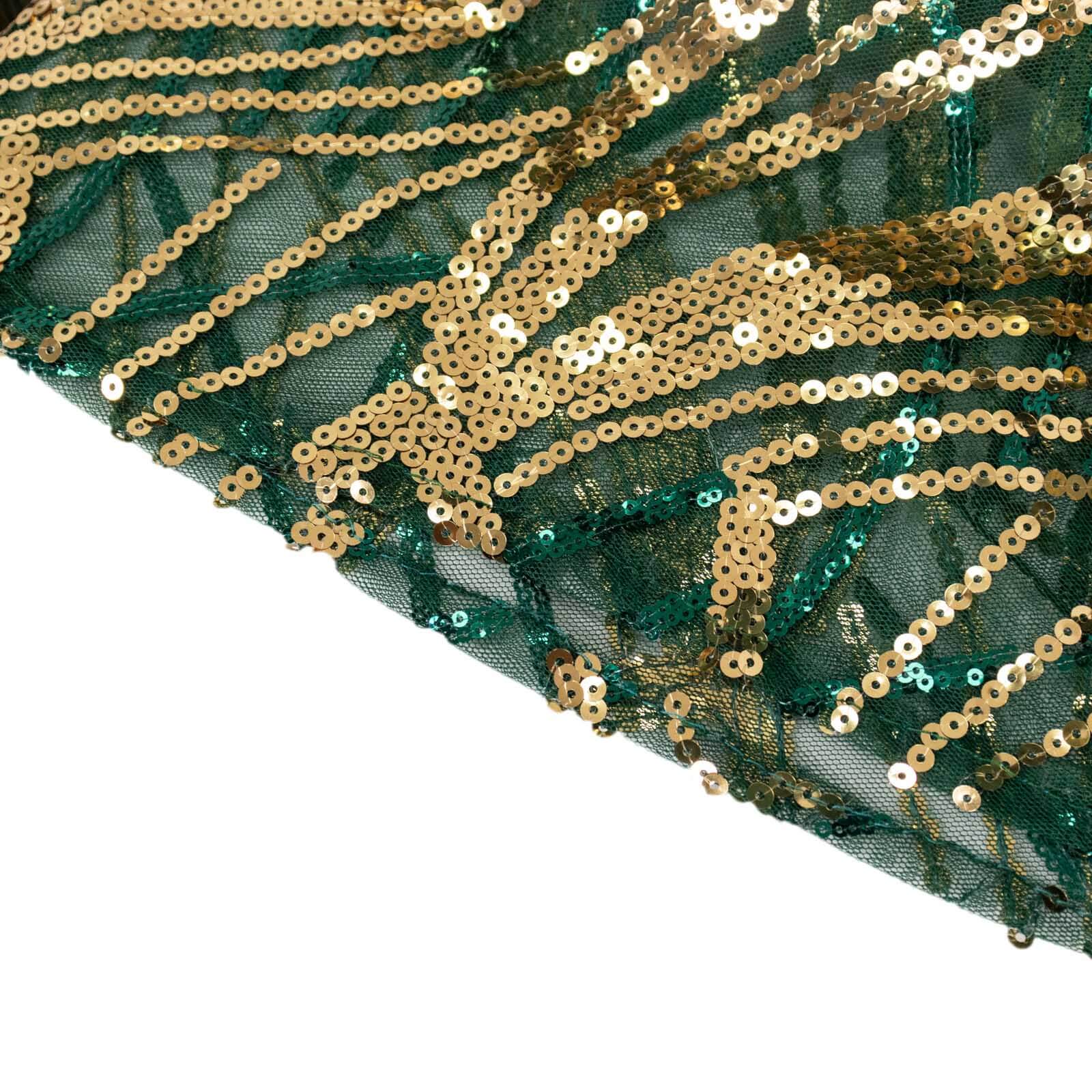 Set of 5 Hunter Green Wave Mesh Cylinder Pillar Prop Covers with Embroidered Sequins, Premium Emerald Pedestal Stand Covers - 160 GSM - Image 12