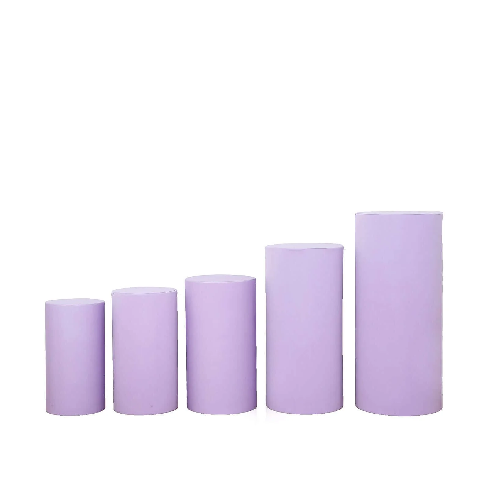Set of 5 Lavender Lilac Spandex Cylinder Pillar Prop Covers, Stretchable Pedestal Stand Covers - 160 GSM - Image 6
