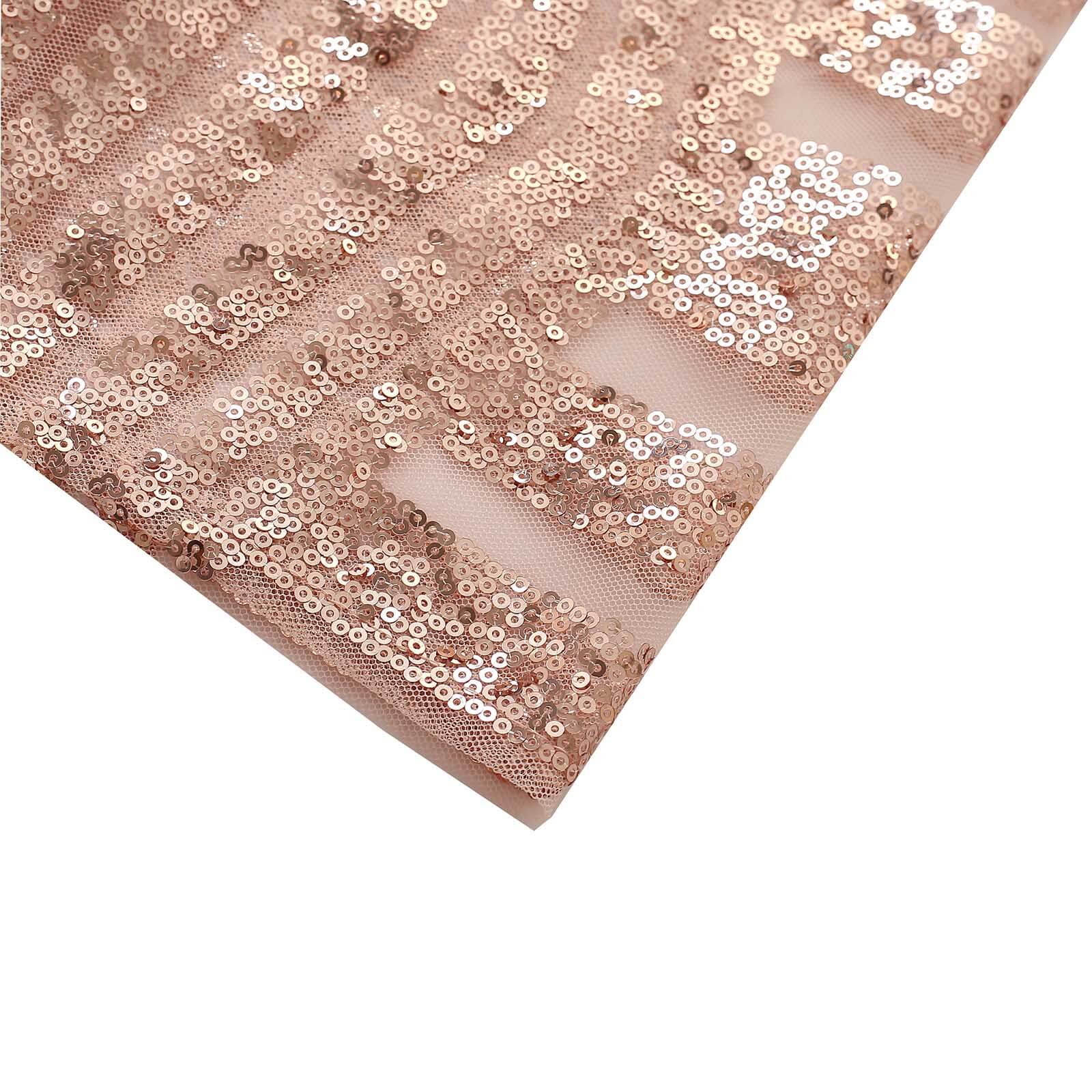 Set of 5 Rose Sequin Mesh Cylinder Pillar Prop Covers with Geometric Pattern Embroidery, Sparkly Sheer Tulle Pedestal Stand Covers - Image 8