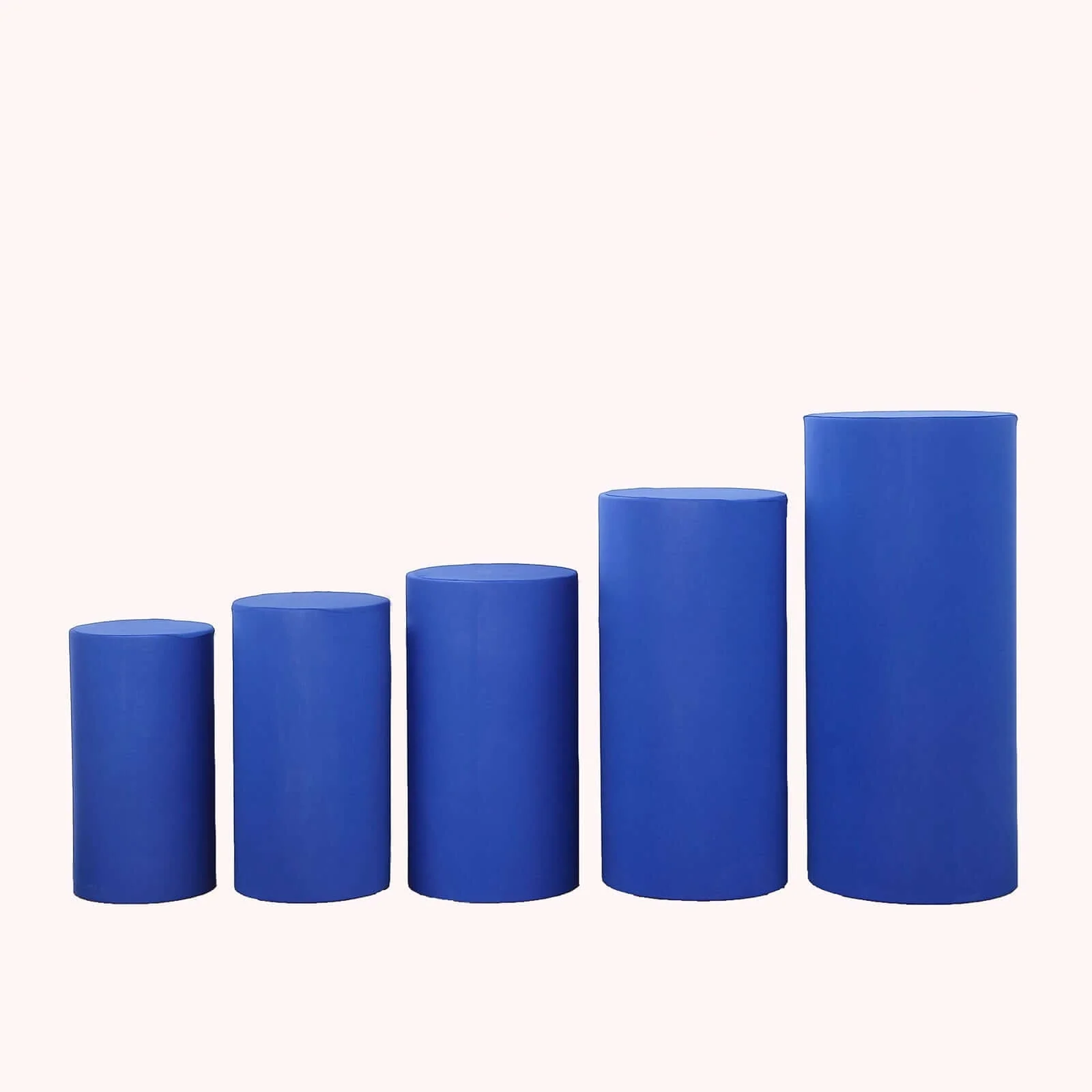 Set of 5 Royal Blue Spandex Cylinder Pillar Prop Covers, Stretchable Pedestal Stand Covers - 160 GSM - Image 6