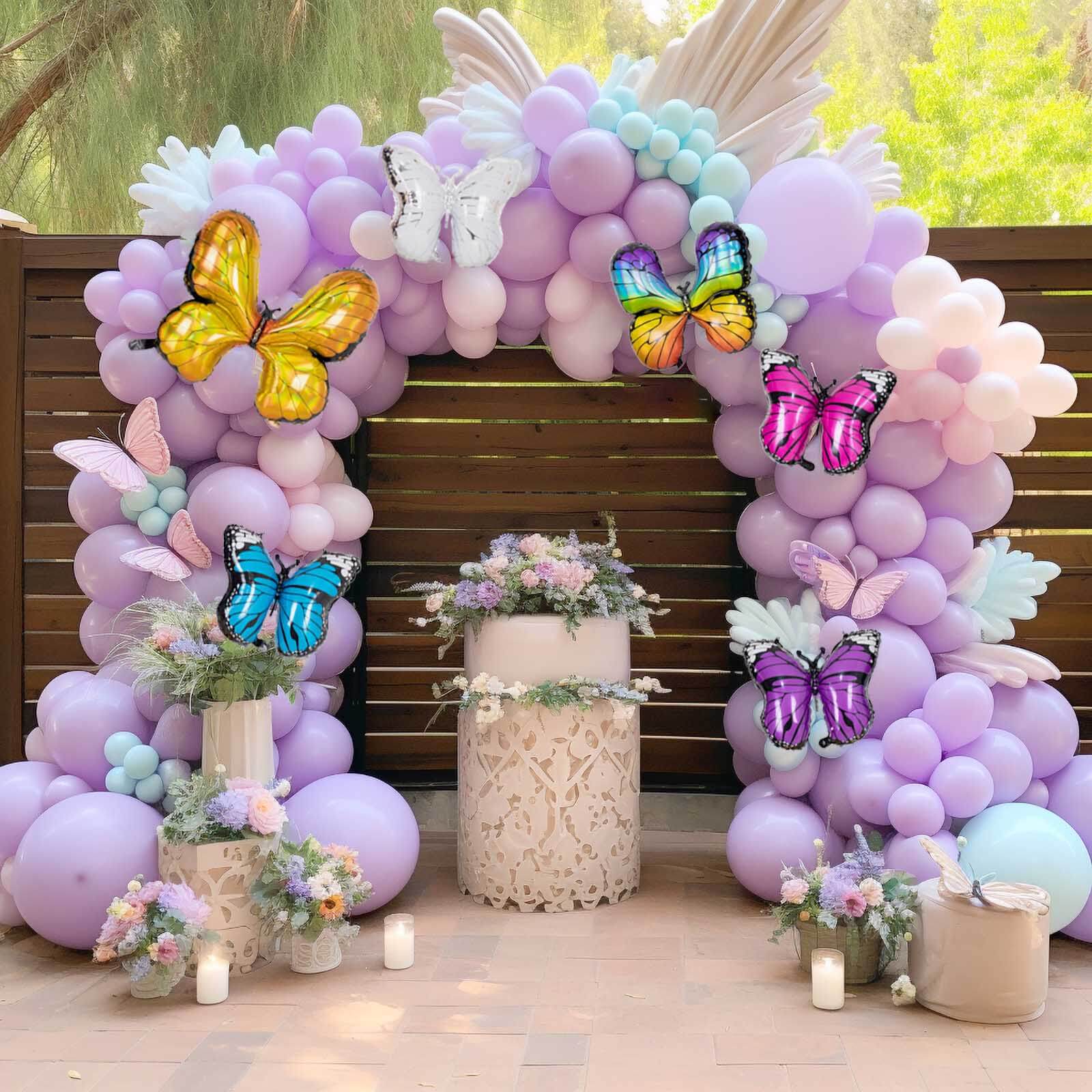 Set of 6 Assorted Butterfly Mylar Foil Balloons, Fairy Tale Theme Party Balloons - 21",23",28" - Image 2