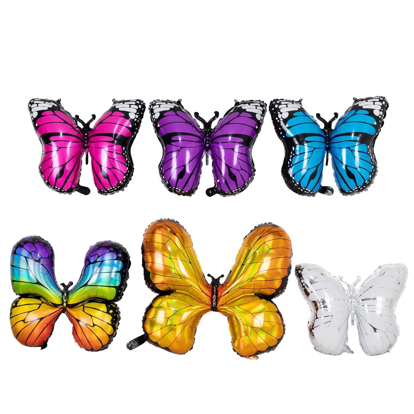 Set of 6 Assorted Butterfly Mylar Foil Balloons, Fairy Tale Theme Party Balloons - 21",23",28" - Image 6