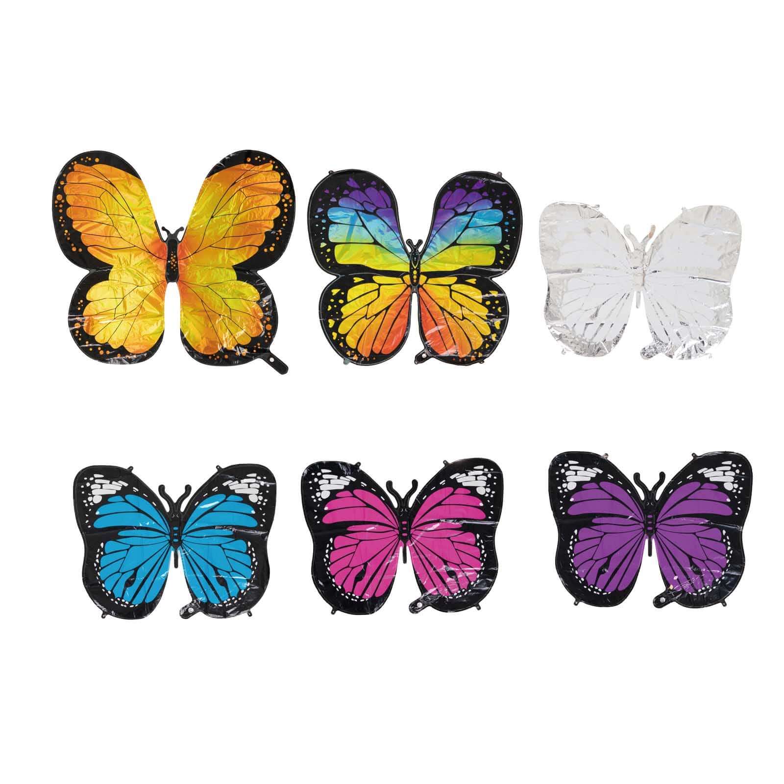 Set of 6 Assorted Butterfly Mylar Foil Balloons, Fairy Tale Theme Party Balloons - 21",23",28" - Image 7