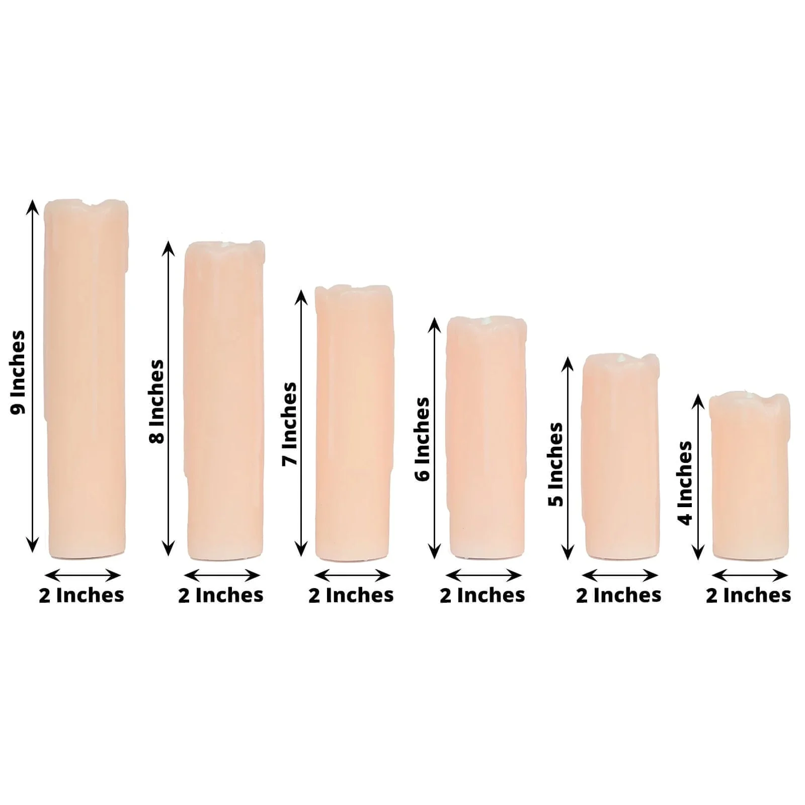 Set of 6 LED Drip Wax Pillar Candles Blush - Flameless Flicker Battery Operated Luminaria Lighting - Image 2