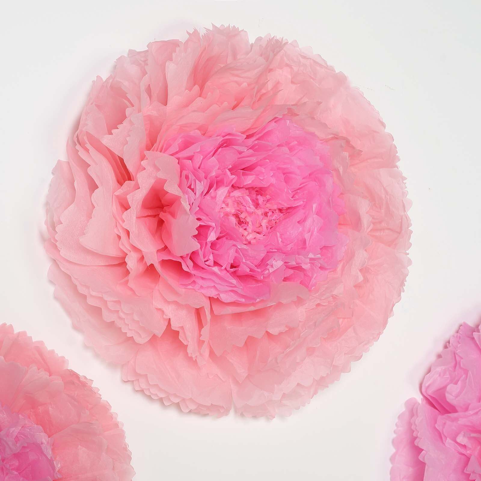 Set of 6 Blush Pink Giant Carnation 3D Paper Flowers Wall Decor 12",16",20" - Image 2