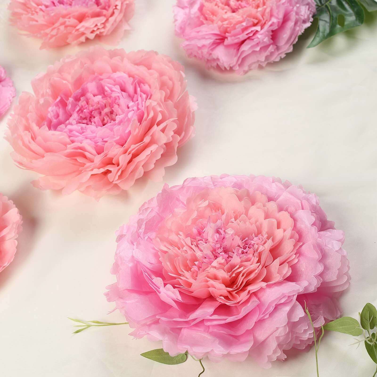 Set of 6 Blush Pink Giant Carnation 3D Paper Flowers Wall Decor 12",16",20" - Image 6