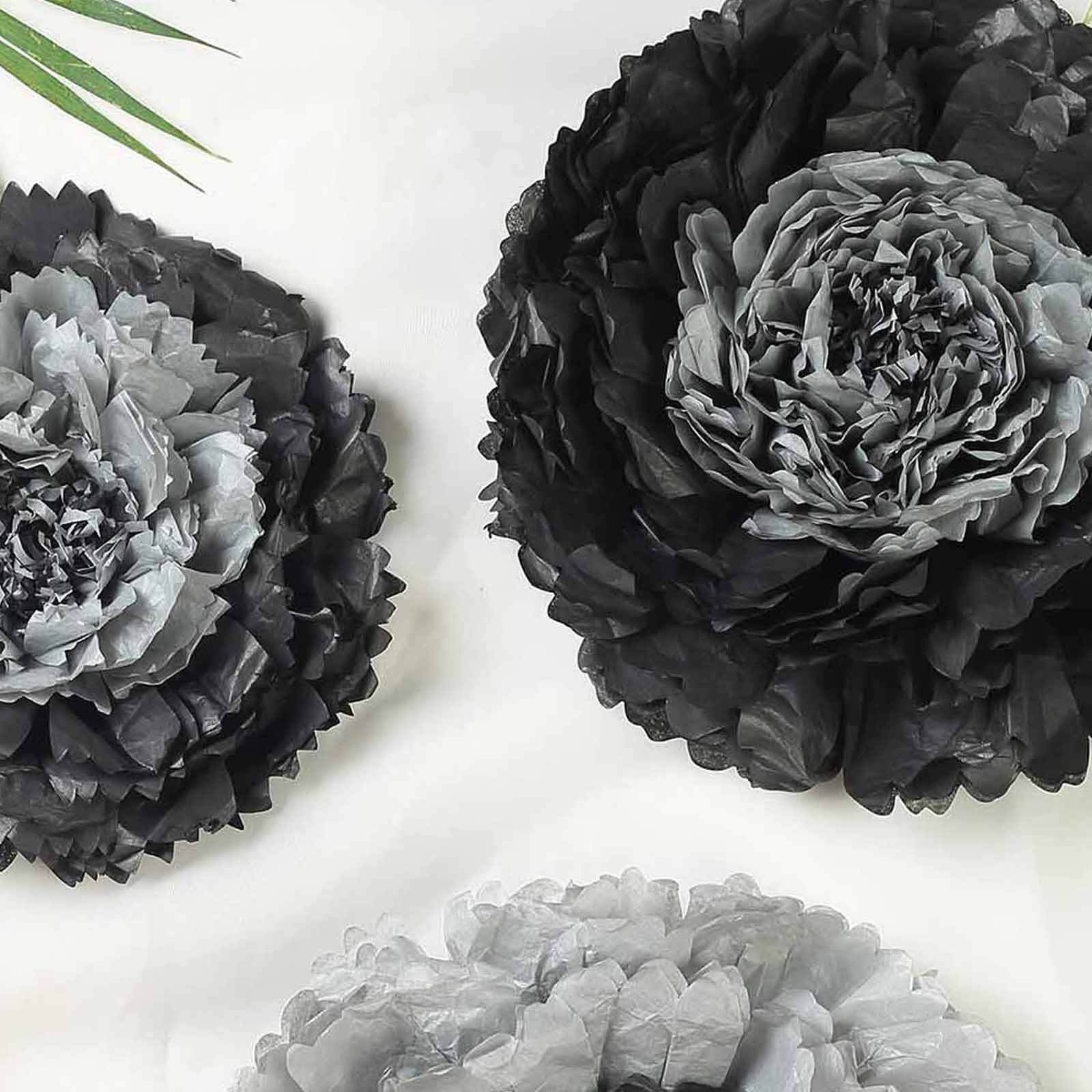 Set of 6 Charcoal Gray Carnation 3D Paper Flowers Wall Decor 7",9",11" - Image 8