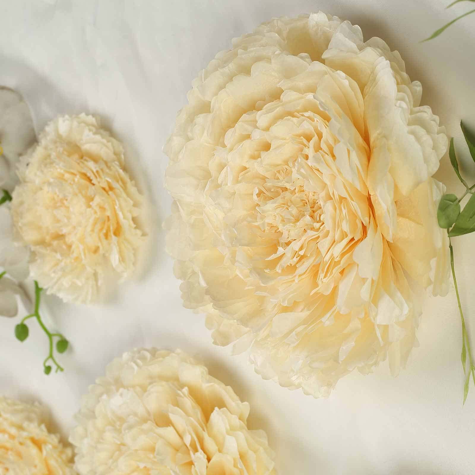 Set of 6 Ivory / Cream Carnation 3D Paper Flowers Wall Decor 7",9",11" - Image 7