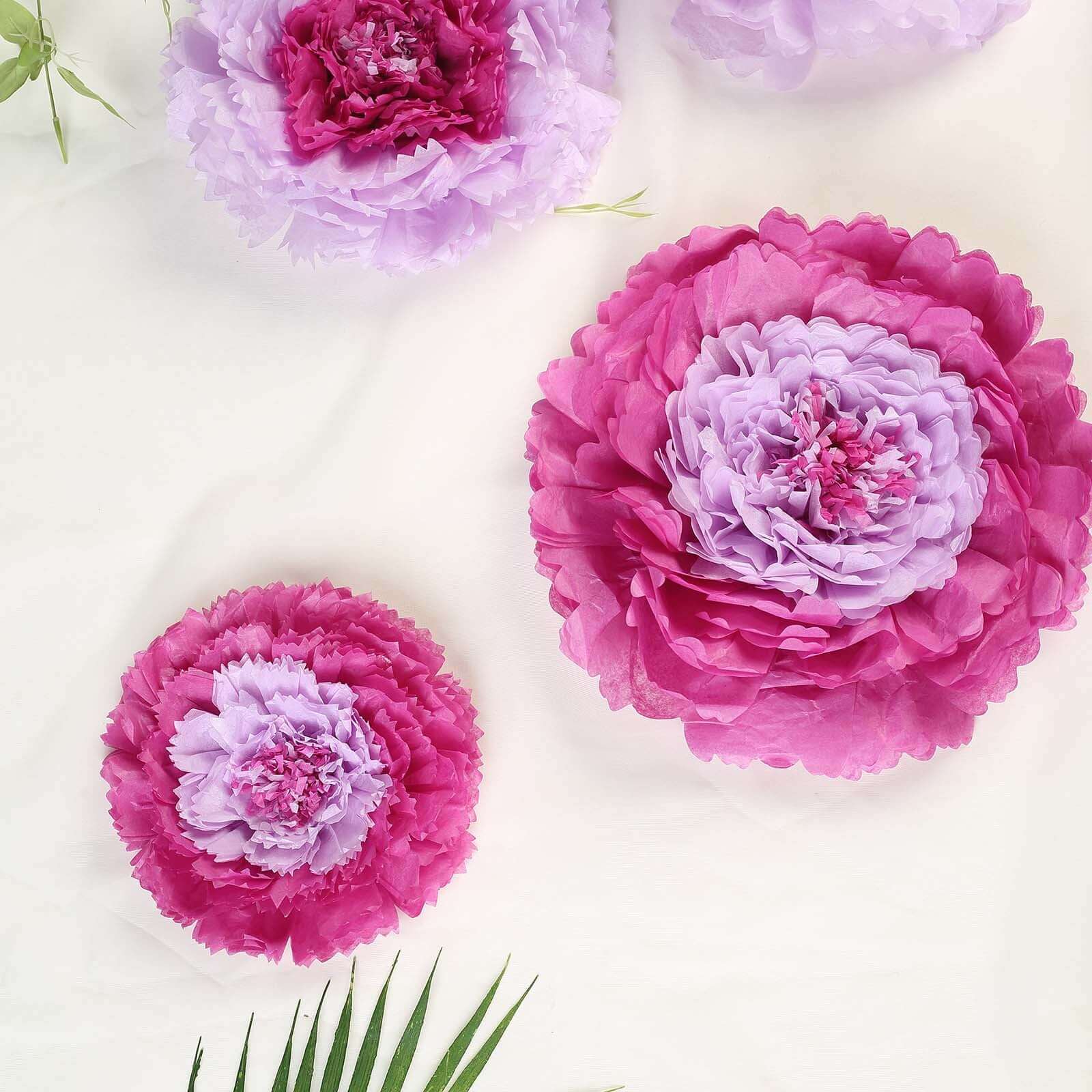 Set of 6 Lavender Giant Carnation 3D Paper Flowers Wall Decor 12",16",20" - Image 2
