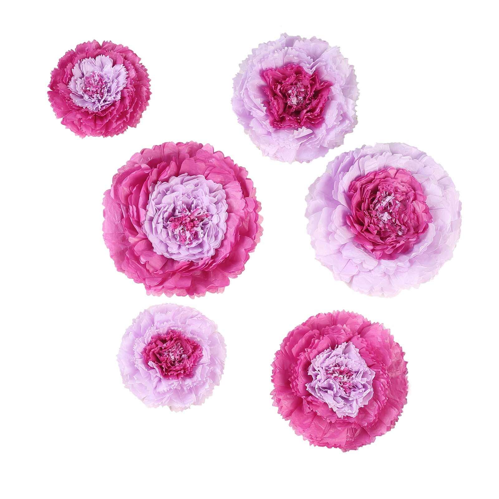 Set of 6 Lavender Giant Carnation 3D Paper Flowers Wall Decor 12",16",20" - Image 7