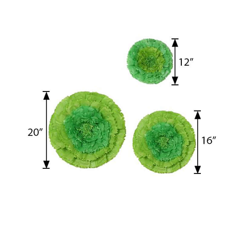 Set of 6 Mint Green Giant Carnation 3D Paper Flowers Wall Decor 12",16",20" - Image 3