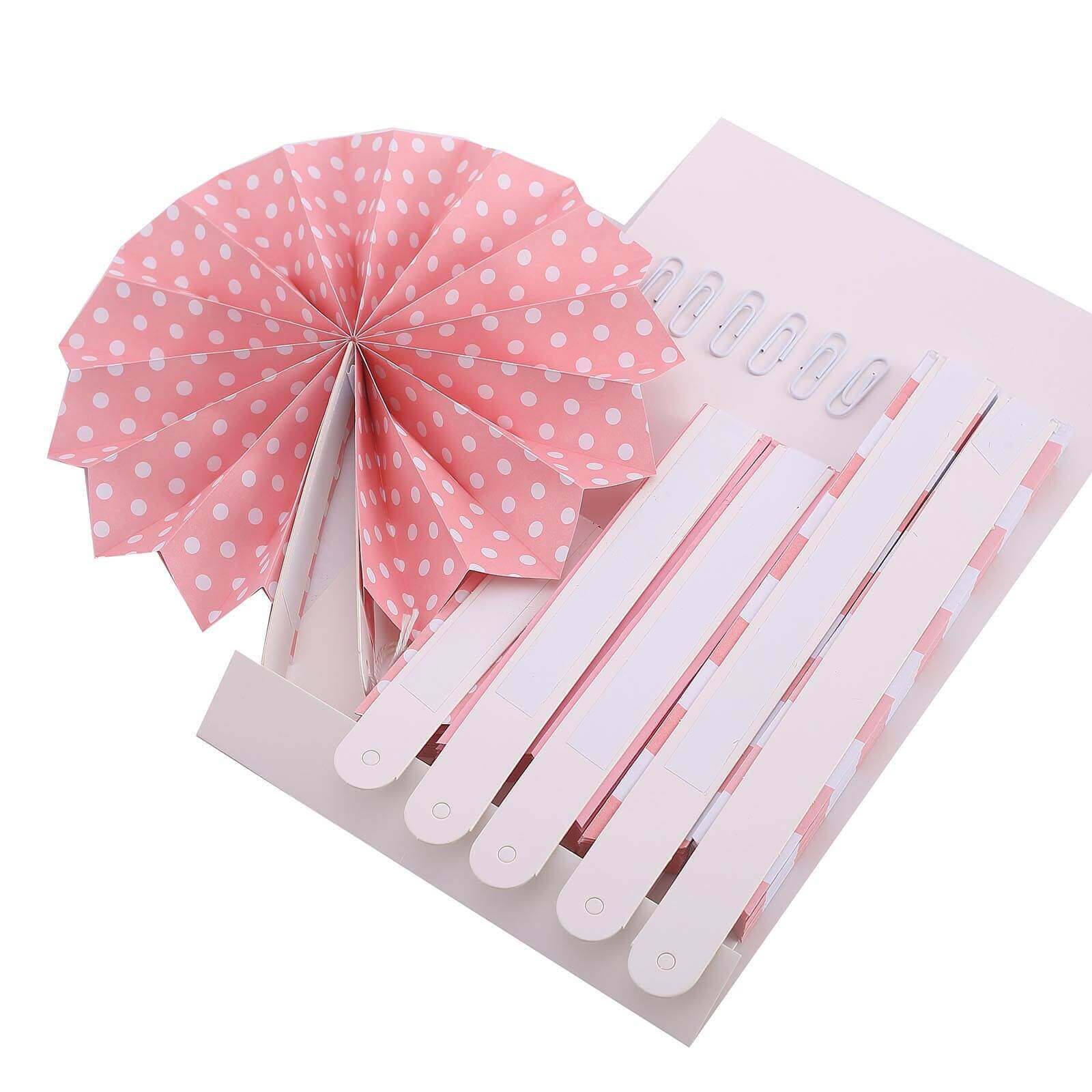 Set of 6 Pink Hanging Paper Fan Decorations, Pinwheel Wall Backdrop Party Kit 8", 12", 16" - Image 12