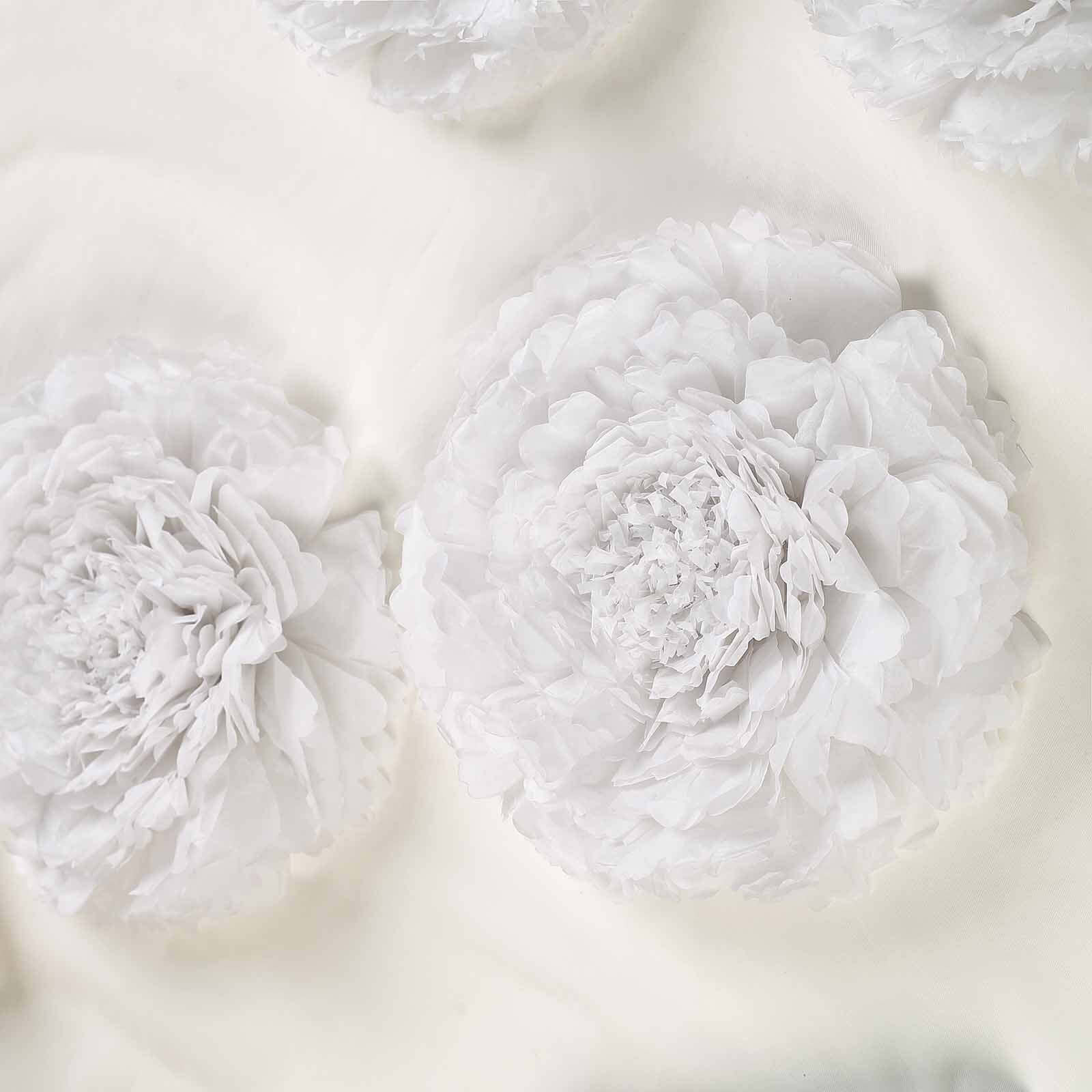 Set of 6 White Carnation 3D Paper Flowers Wall Decor 7",9",11" - Image 8