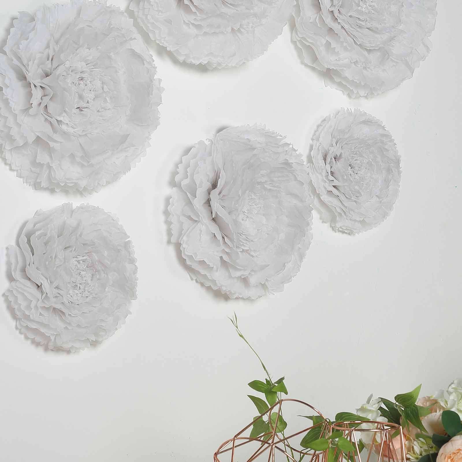 Set of 6 White Carnation 3D Paper Flowers Wall Decor 7",9",11" - Image 9