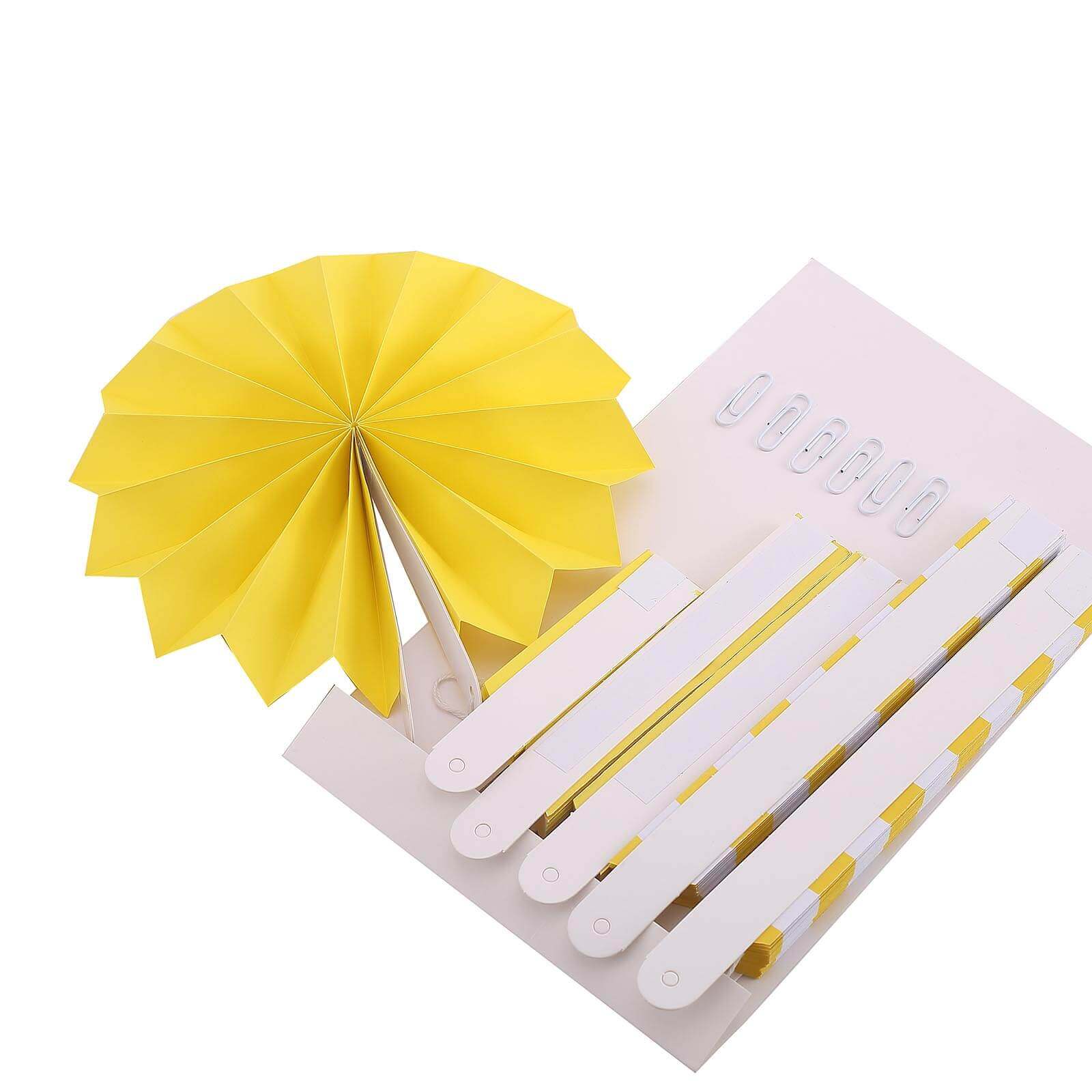 Set of 6 Yellow Hanging Paper Fan Decorations, Pinwheel Wall Backdrop Party Kit 8", 12", 16" - Image 12