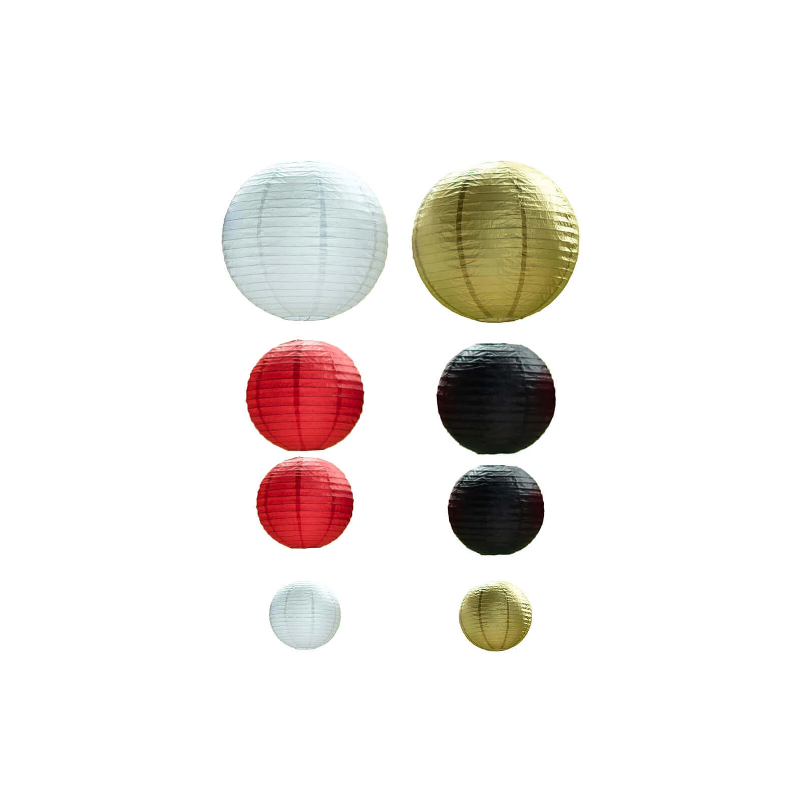 Set of 8 Mixed Red Gold Hanging Paper Lanterns, Assorted Size Decorative Round Chinese Sky Lanterns - 6",8",10",14" - Image 6