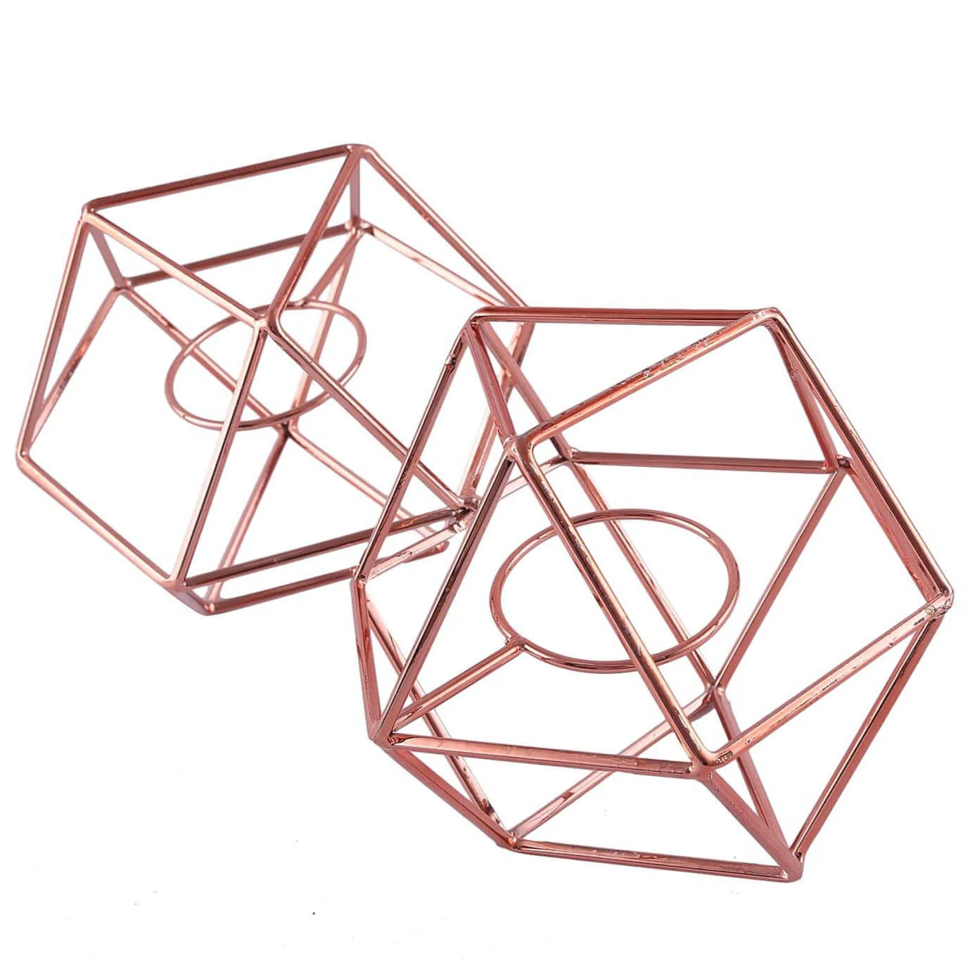 Set of Metal Candle Holders 11" Linked Geometric Design Rose Gold - Sleek Votive Glass Centerpieces for Weddings & Events - Image 15