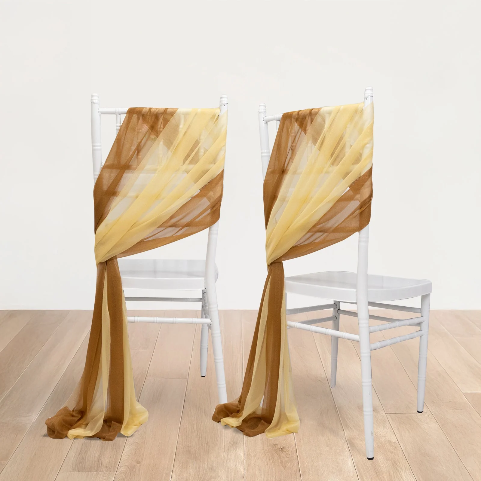 20-Pack Sheer Chair Sash in Champagne Gold, 9ft Long Shimmer Sheer Drape Chair Decor Set, Wrinkle-Free - Image 2