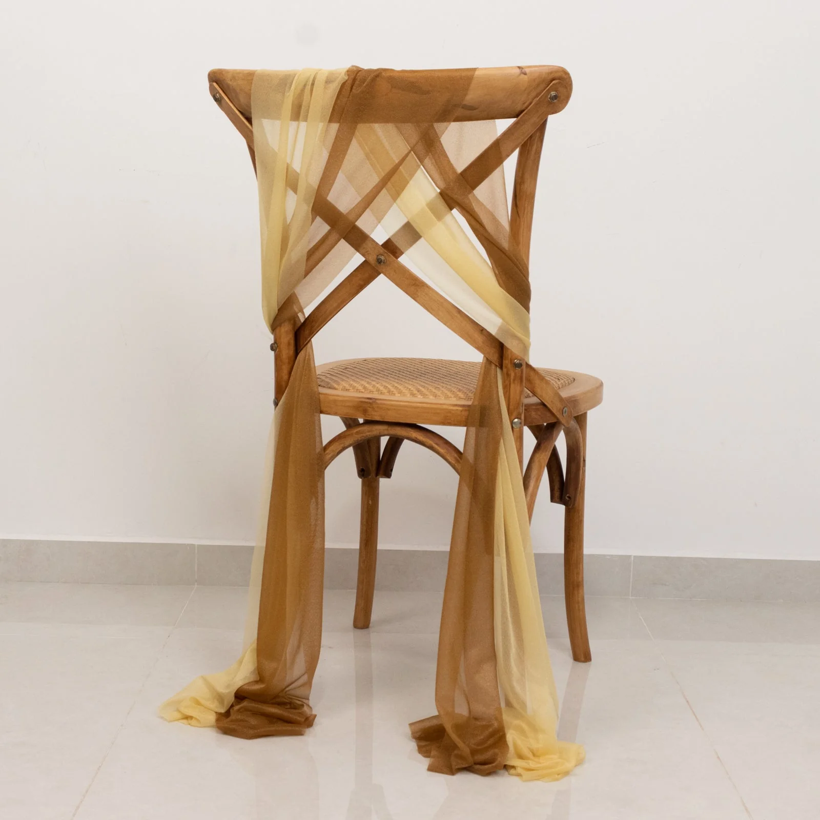 20-Pack Sheer Chair Sash in Champagne Gold, 9ft Long Shimmer Sheer Drape Chair Decor Set, Wrinkle-Free - Image 7