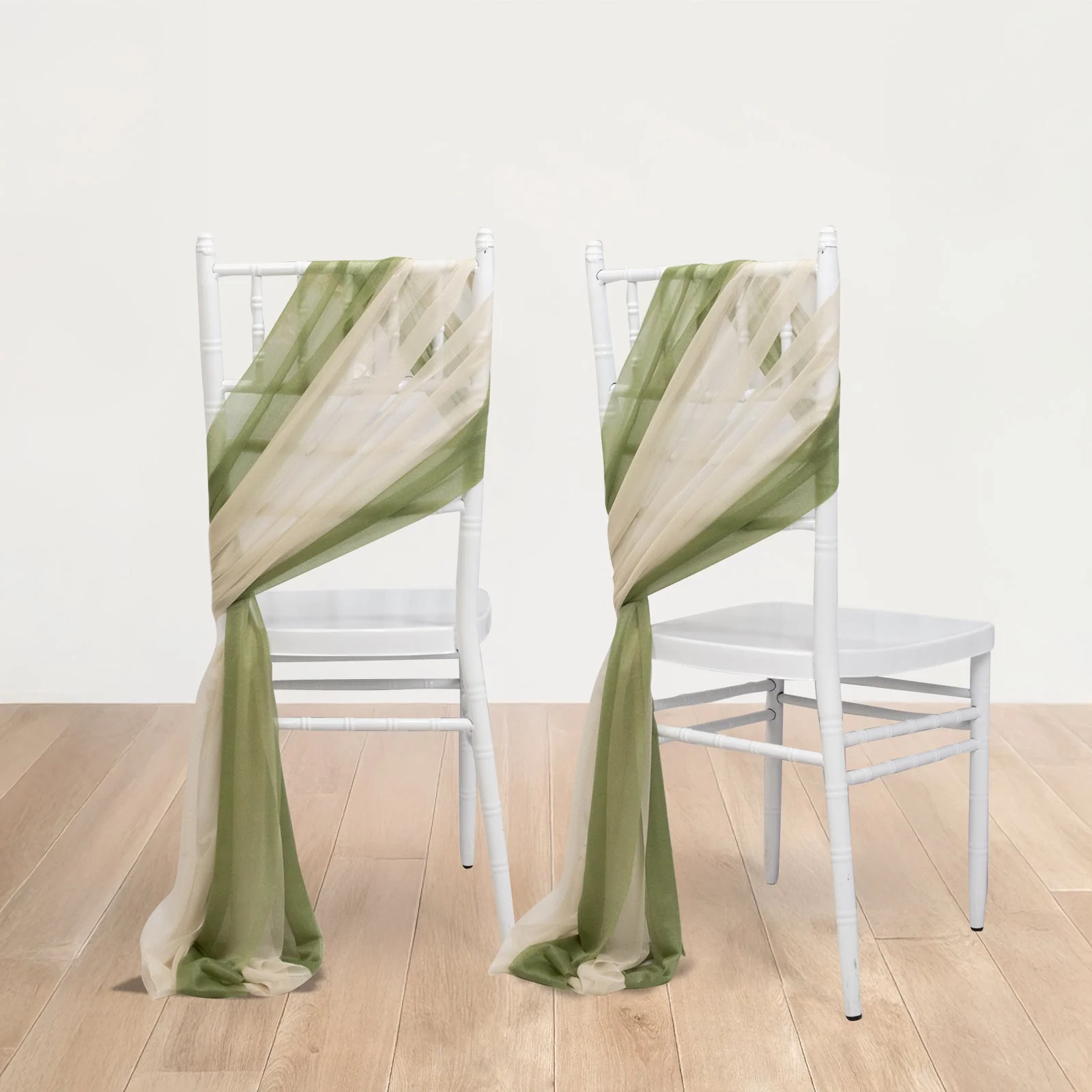 20-Pack Sheer Chair Sash in Dusty Sage Green Beige, 9ft Long Shimmer Sheer Drape Chair Decor Set, Wrinkle-Free - Image 2