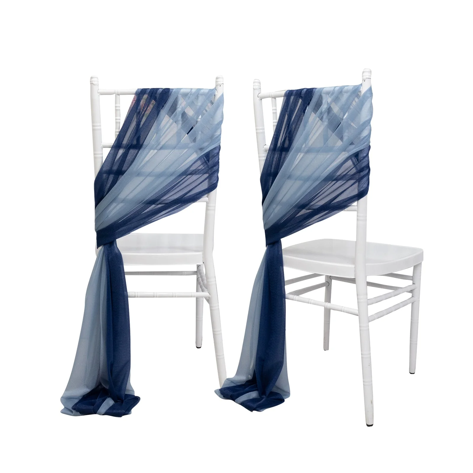 20-Pack Sheer Chair Sash in Navy Blue & Dusty Blue, 9ft Long Shimmer Sheer Drape Chair Decor Set, Wrinkle-Free - Image 6